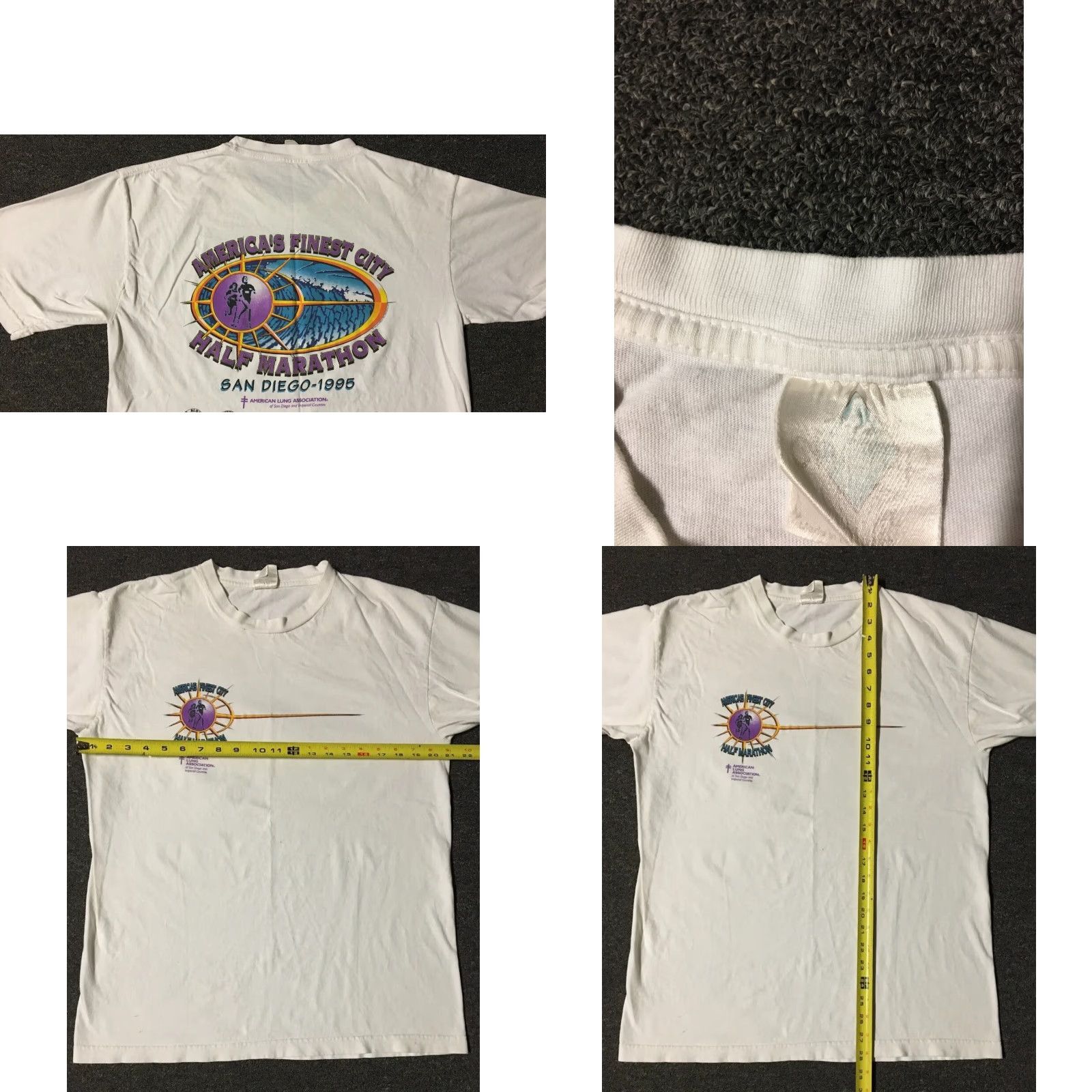 Nike VINTAGE 90s San Diego Americas Finest City Marathon Faded Shirt L White Nike OP Mens T-Shirt Surf Beach OC USA Ocean Pacific 90s Retro Size US L / EU 52-54 / 3 - 8 Thumbnail