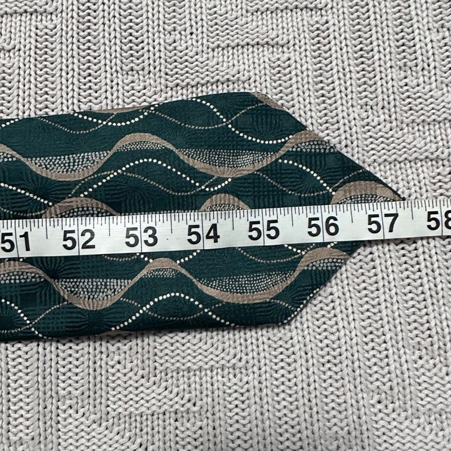 Oleg Cassini Vintage Oleg Cassini green gold wave line silk tie Size ONE SIZE - 5 Thumbnail