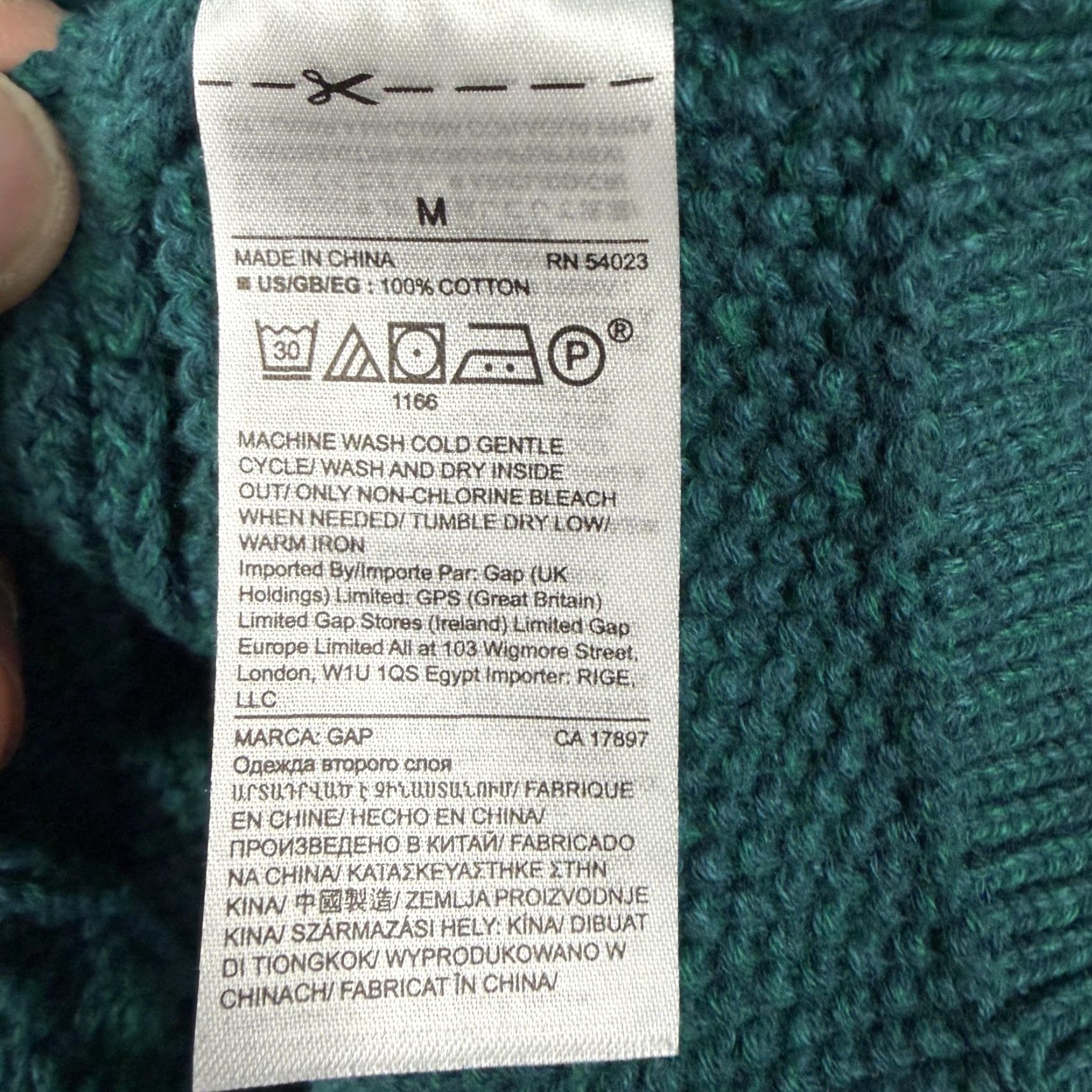Gap VINTAGE Gap Sweater Womens M Teal Cable Knit Crew Neck Cotton Layering Preppy Pullover Size M / US 6-8 / IT 42-44 - 4 Thumbnail