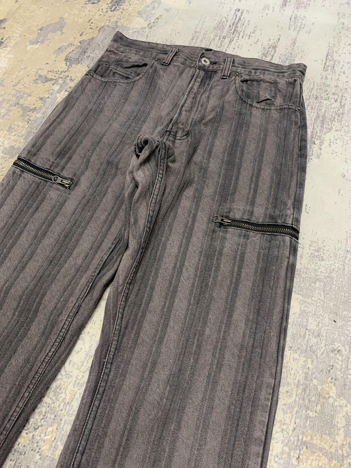 Japanese Brand Archive PPFM Striped Twill Cargo Zipper Pockets Pants Size US 29 - 3 Thumbnail