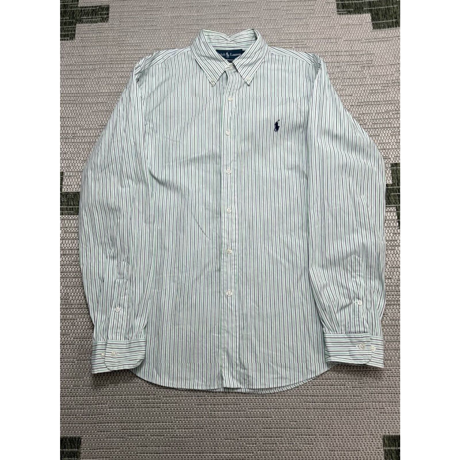 Ralph Lauren Ralph Lauren Dress Shirt Mens 16 White Cotton Striped Custom Fit Button-Down Size 42R - 2 Thumbnail