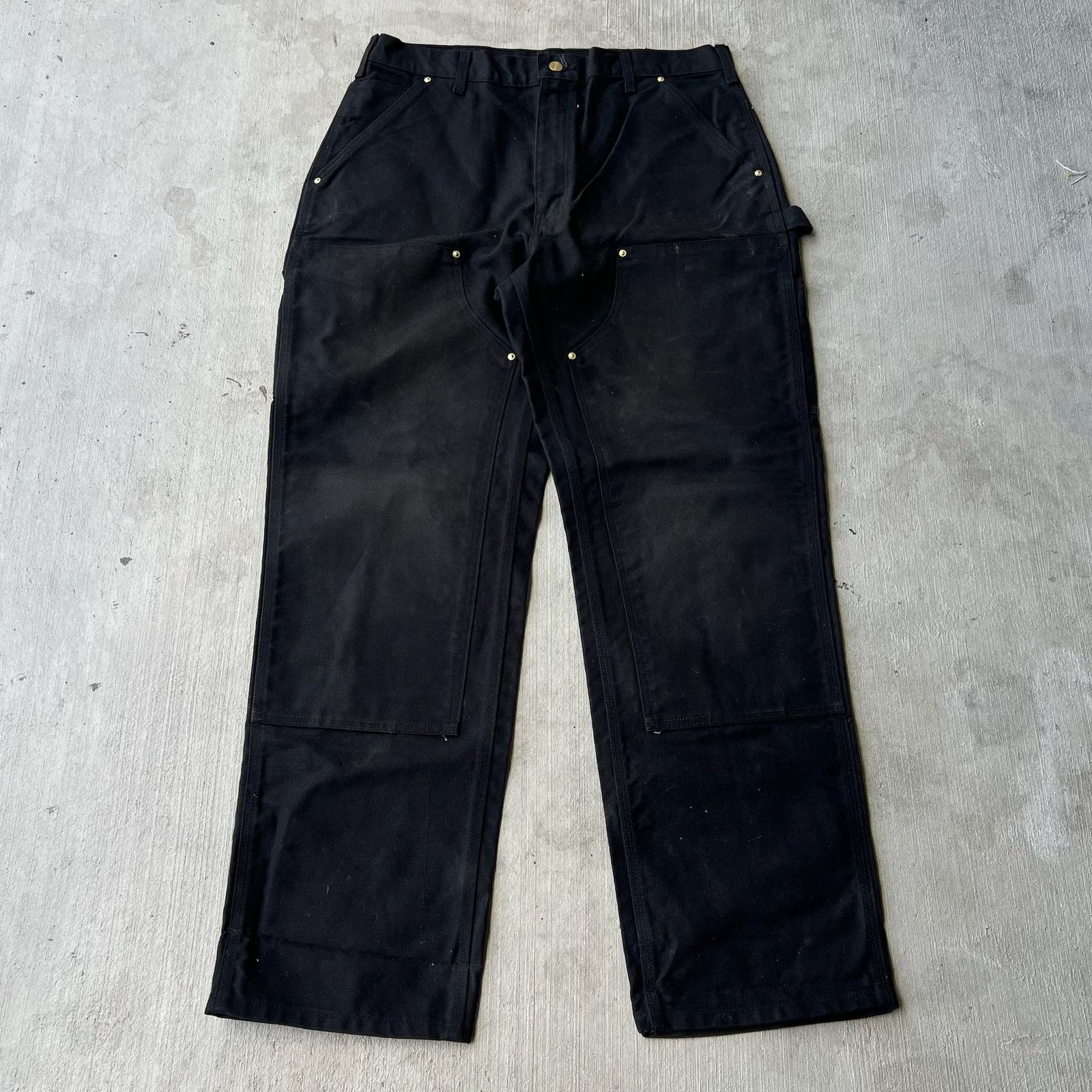 Carhartt × Vintage Carhartt faded black double knee work wear carpenter pants Size US 35 - 1 Thumbnail