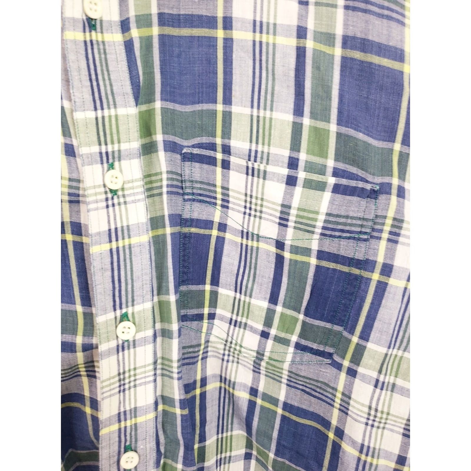 Vintage L.L. Bean Button-Up Shirt XL Blue Plaid Cotton Short Sleeve Traditional Fit Mens Size US XL / EU 56 / 4 - 3 Thumbnail