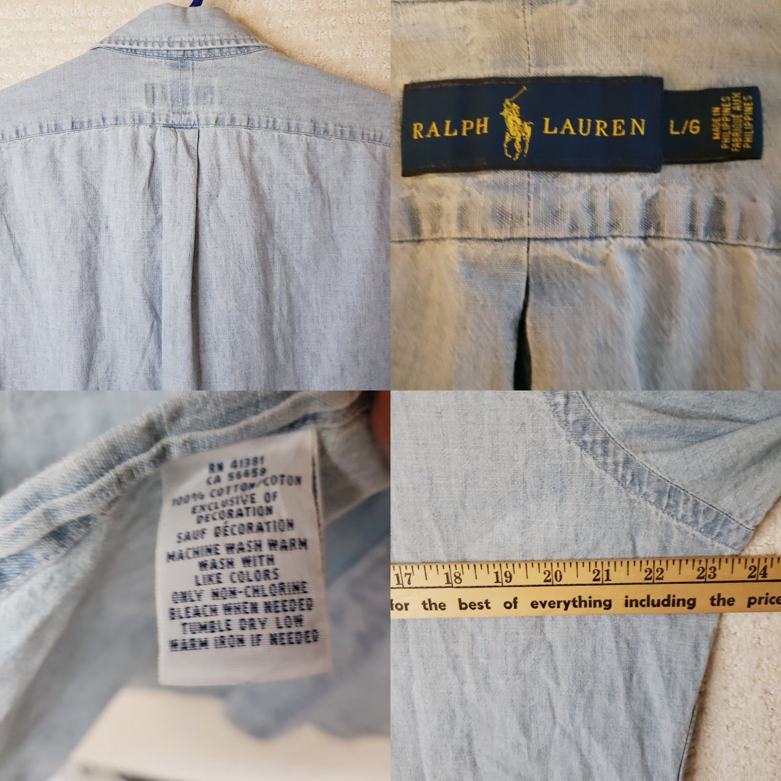 Ralph Lauren Ralph Lauren Button-Down Shirt Denim Chambray Short Sleeve Pony & Rider Embroidered Multicolor Logo Blue L Mens Size US L / EU 52-54 / 3 - 8 Thumbnail