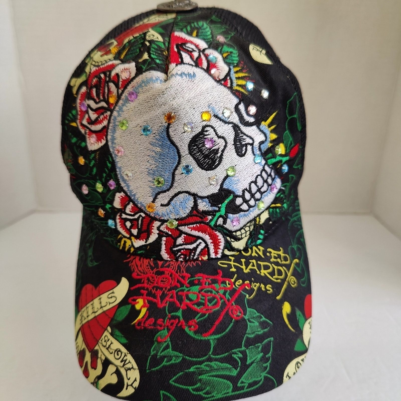 Ed Hardy Ed Hardy Love Kills Slowly Hat VGC Adjustable by C. Audigier Size ONE SIZE - 1 Thumbnail