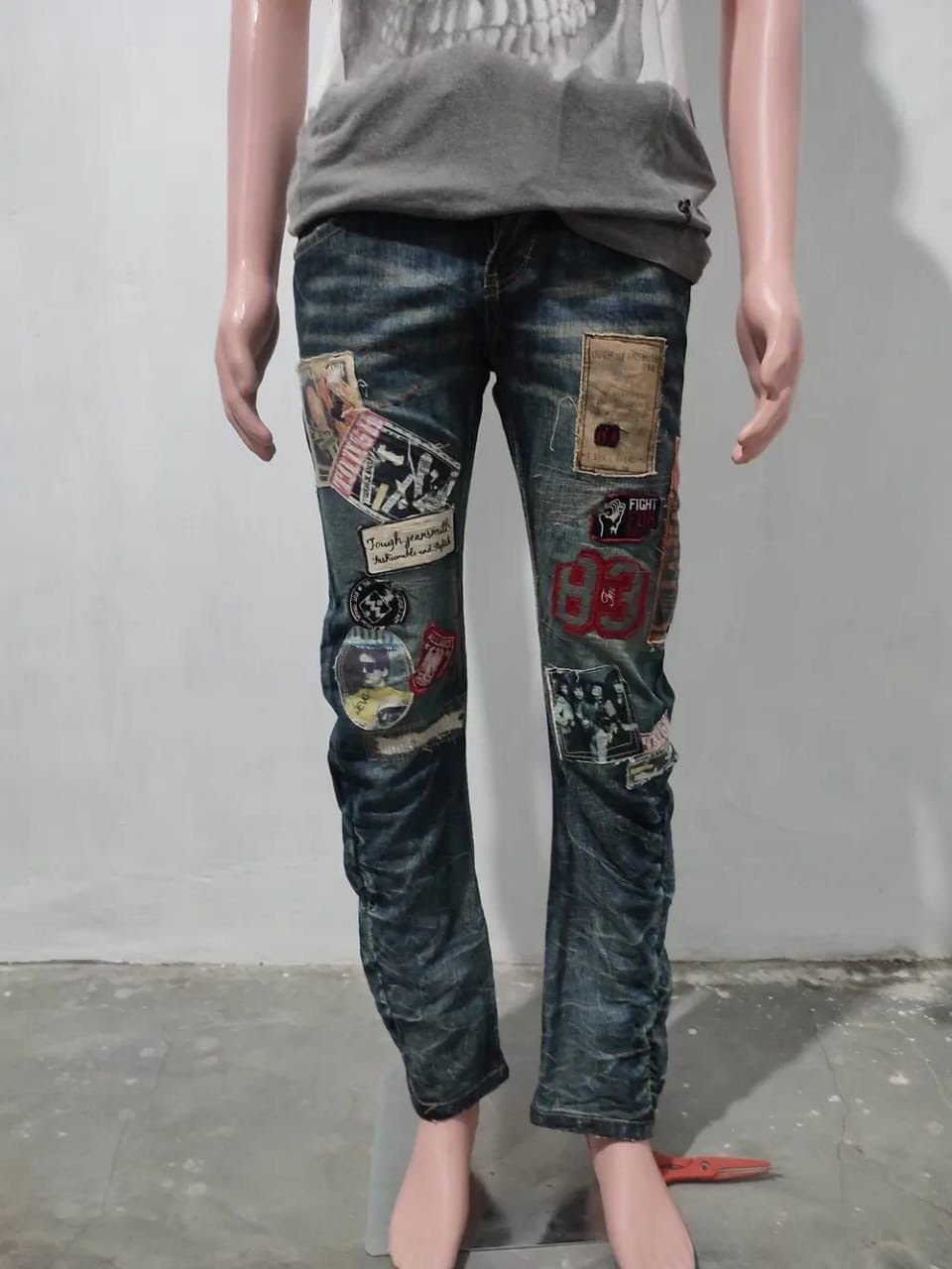 Japanese Brand Tough Jeansmith Nice Art Patches Punk Jeans Pants Size US 29 - 17 Thumbnail