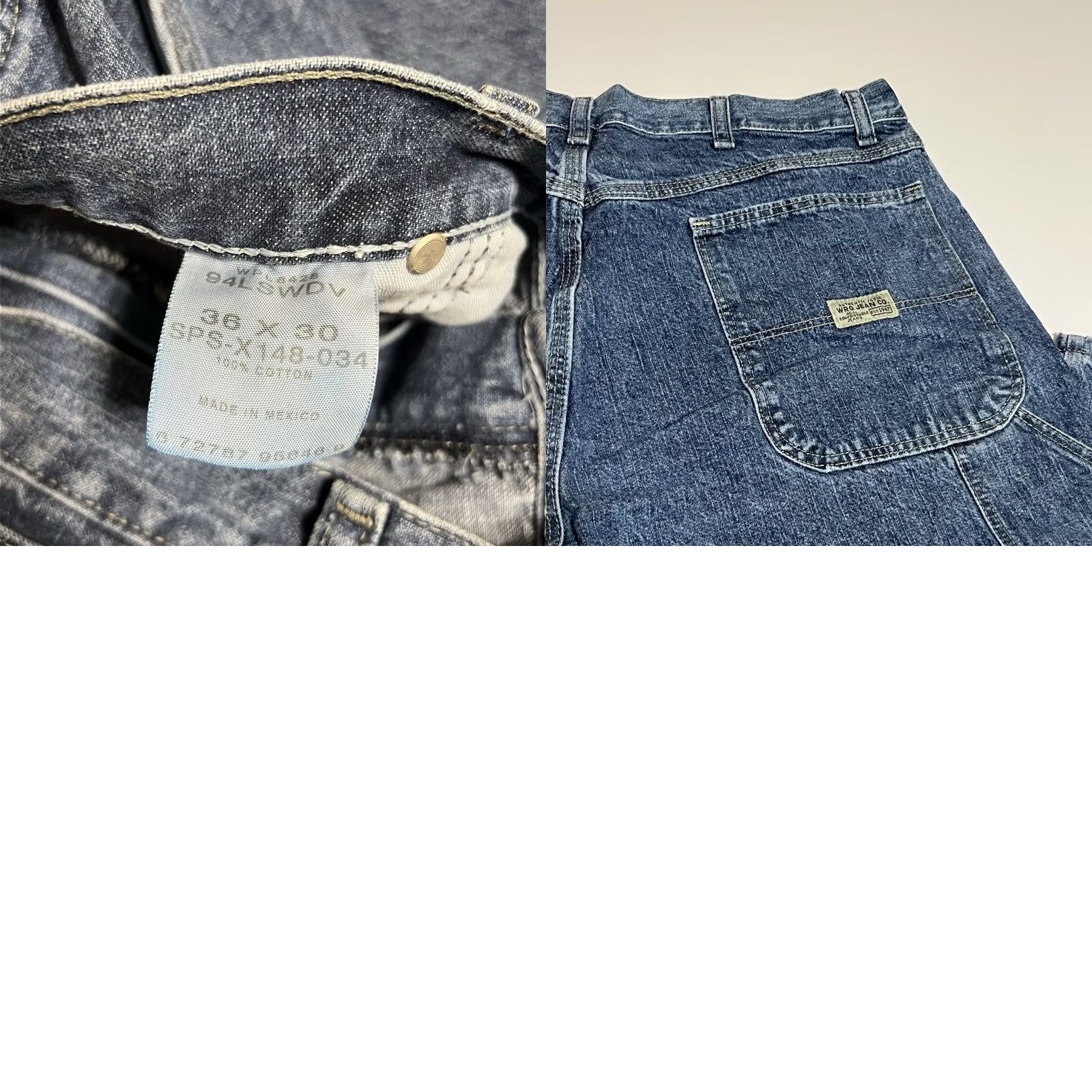 Vintage WRG Jean Co Wrangler Blue Carpenter Jeans Mens 36x30 Workwear Denim Pocket Tool Loop Hammer Loop Zipper Pocket Size US 36 / EU 52 - 8 Thumbnail