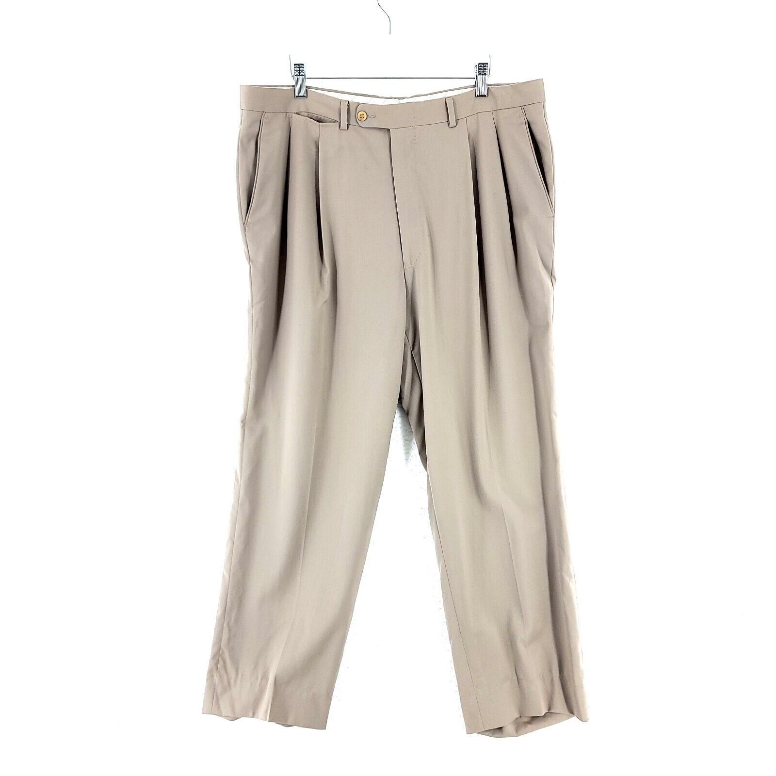 Ermenegildo Zegna Ermenegildo Zegna Tan Super 100s Fine Worsted Wool Pleated D Size 38R - 1 Thumbnail