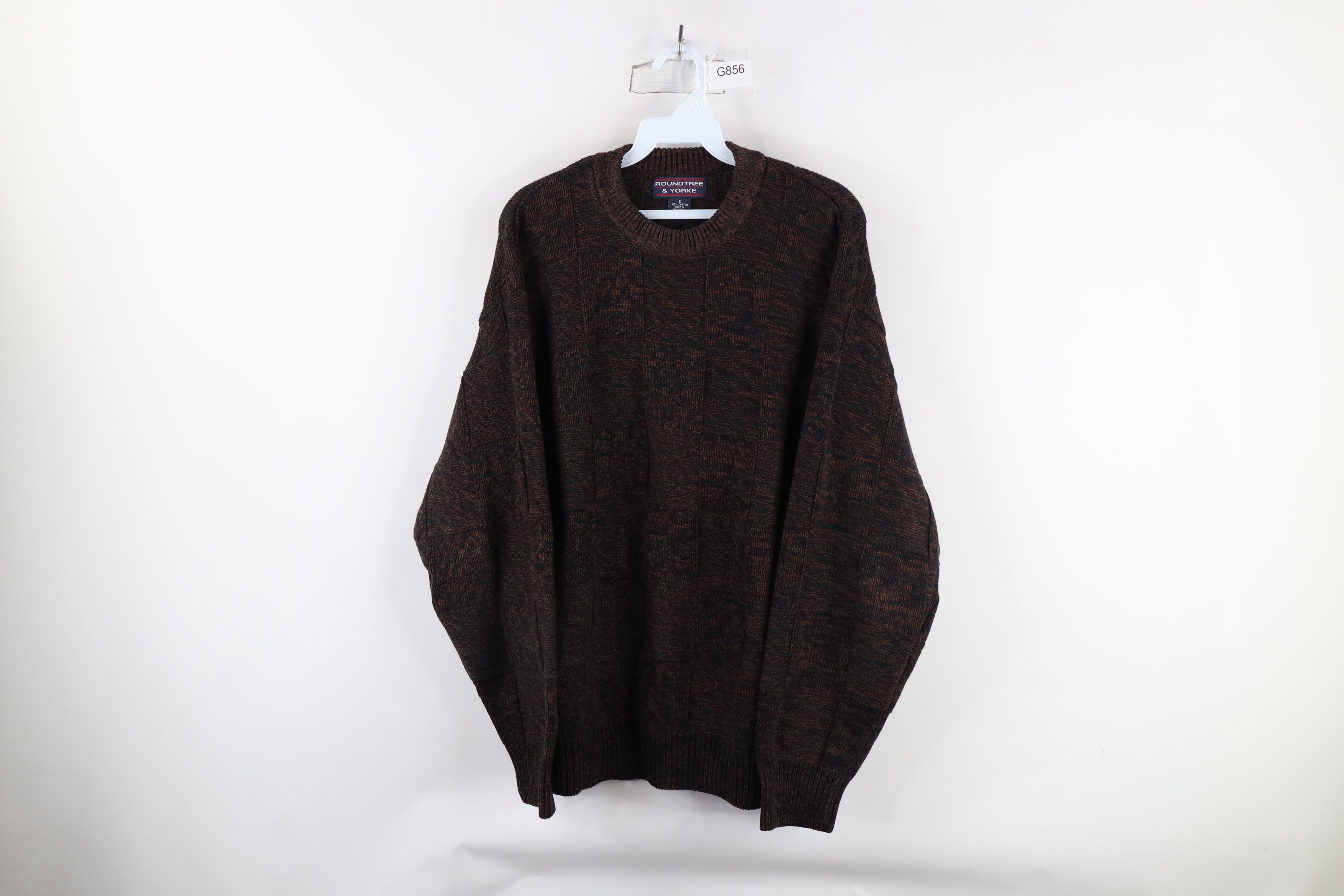 Vintage Vintage 90s Streetwear Knit Checkered Sweater Heather Brown Size US S / EU 44-46 / 1 - 1 Thumbnail
