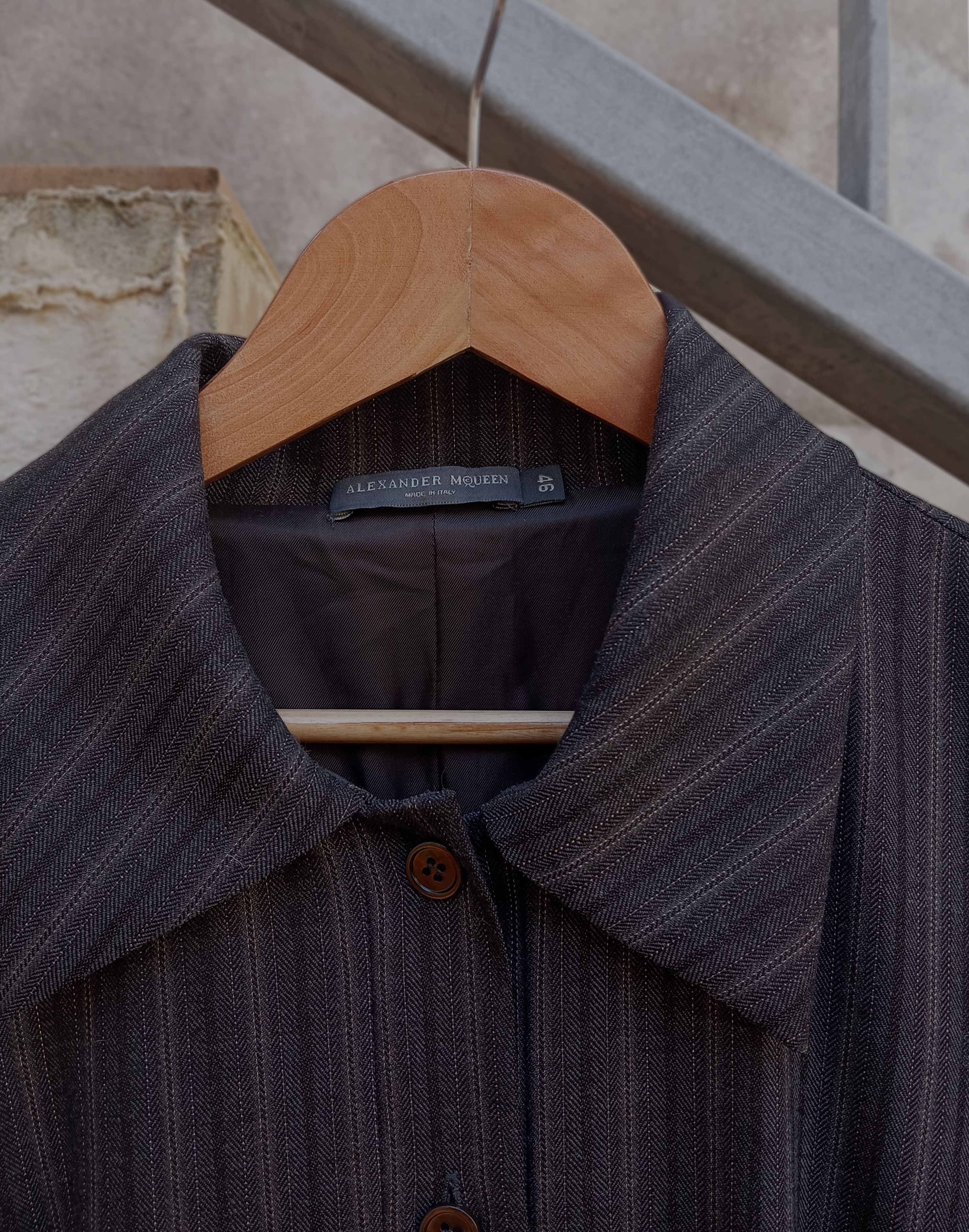 Alexander McQueen 2007 Wool stripped dress Alxender McQueen Size L / US 10 / IT 46 - 3 Thumbnail