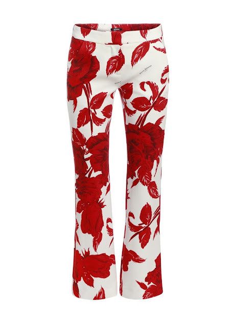 o1s1wg110825 Floral Print Fla Trousers in White/Red