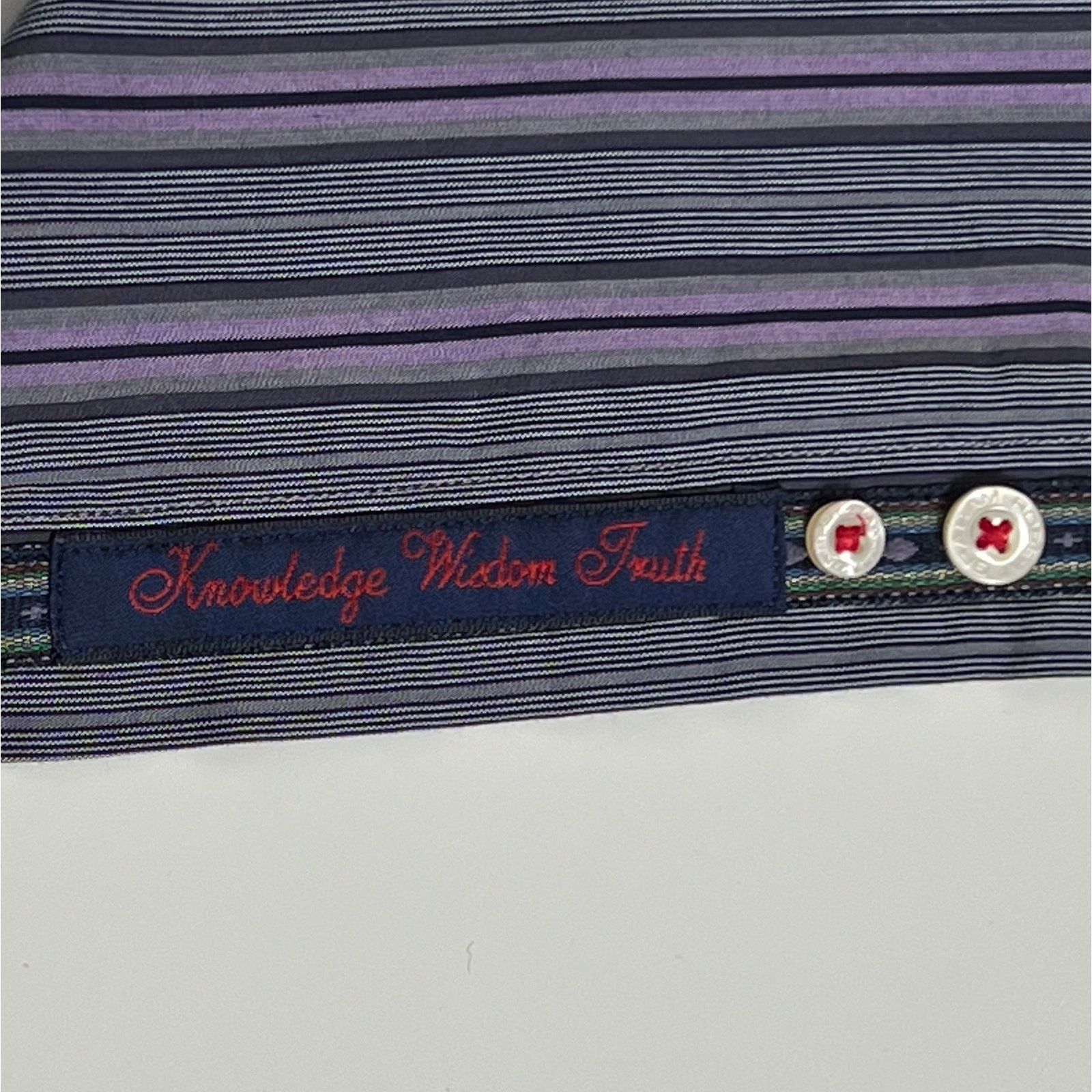 Robert Graham Robert Graham Mens Purple Gray Striped Flip Cuff Shirt Sz XL Size US XL / EU 56 / 4 - 9 Thumbnail
