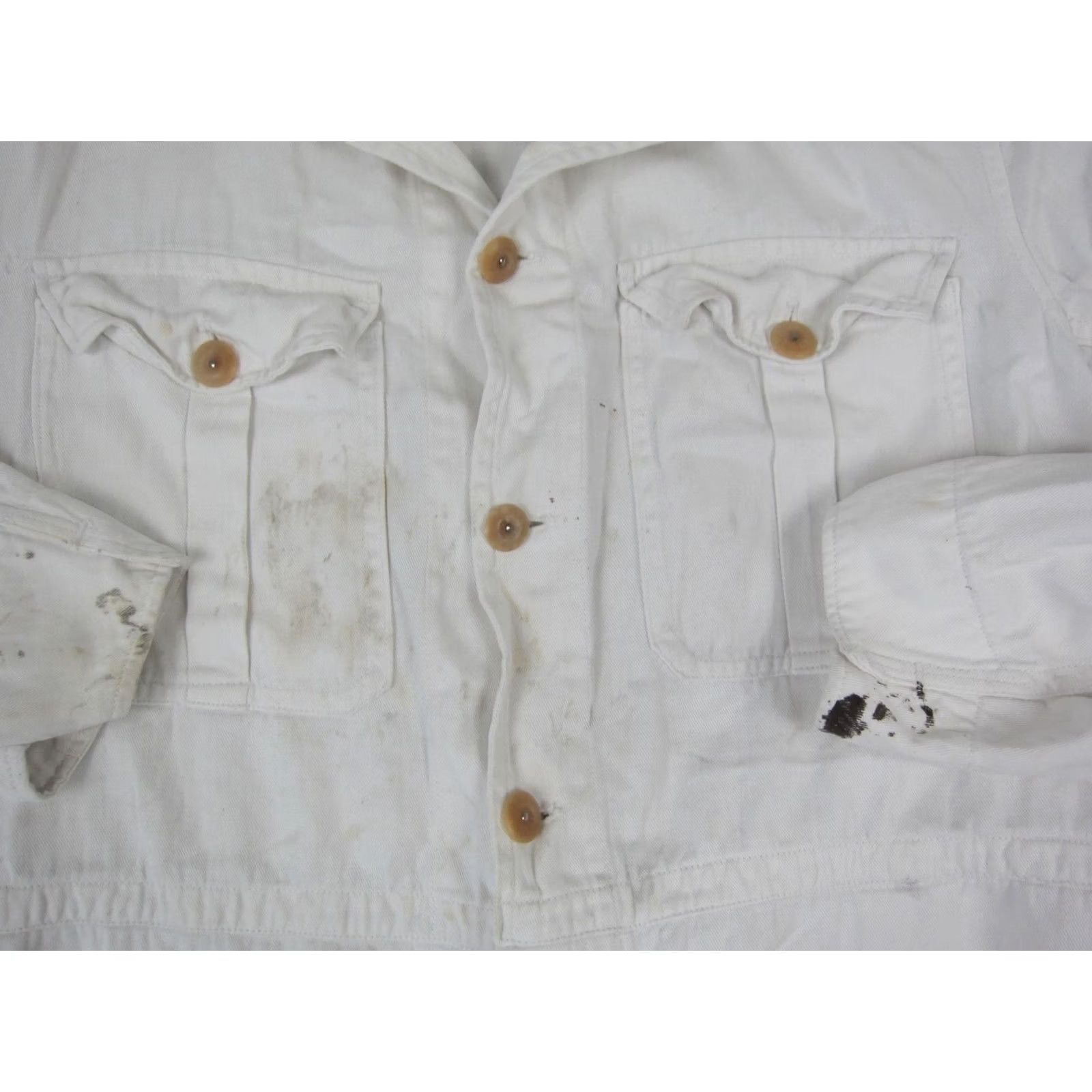 Denime VINTAGE Bolenium Overalls Mens 40 x 28 White Denim Workwear 60s 70s Size US 40 / EU 56 - 4 Thumbnail