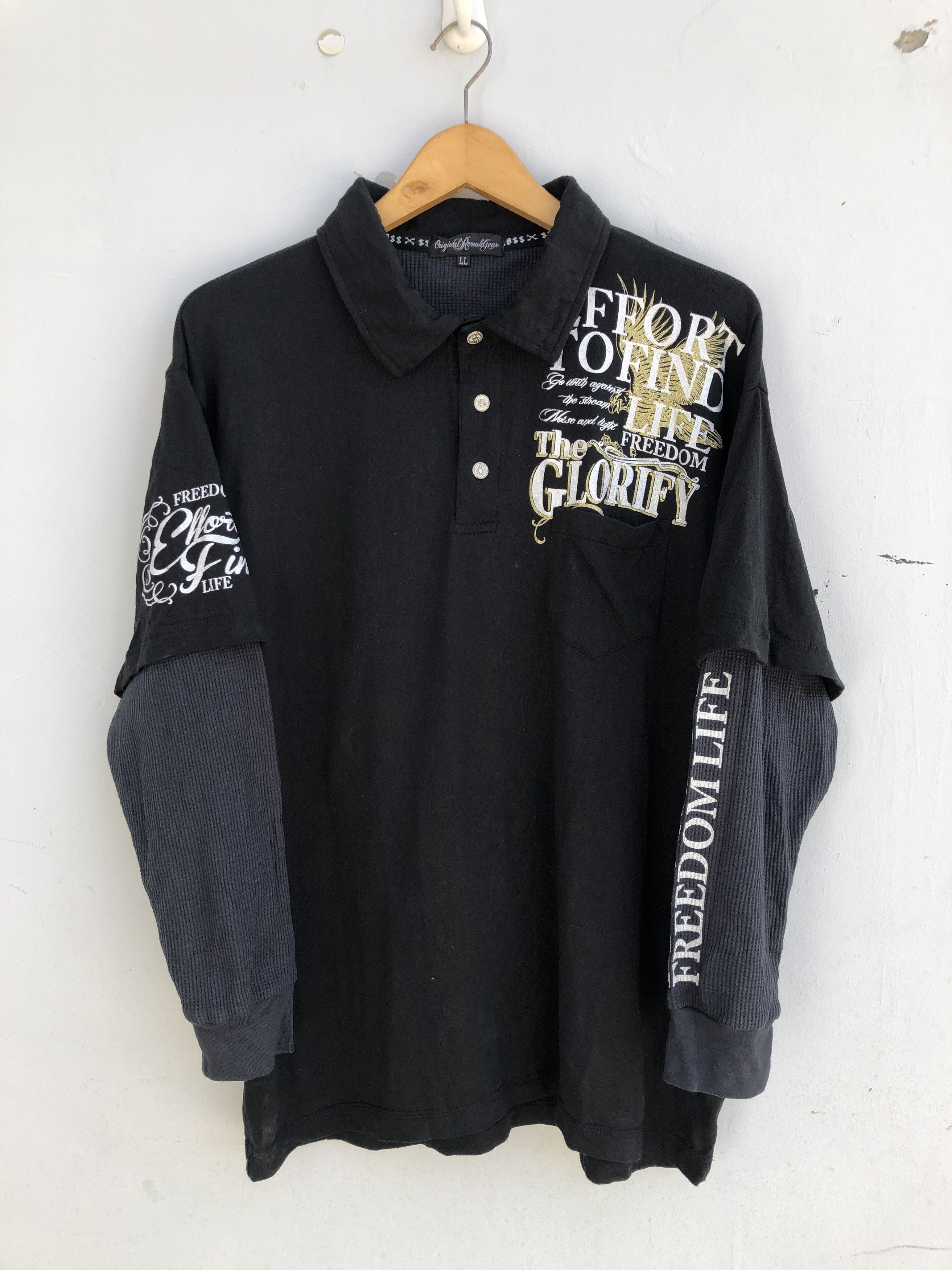 Le Grande Bleu (L.G.B.) y2k Japanese poem Longsleeve Size US L / EU 52-54 / 3 - 3 Thumbnail
