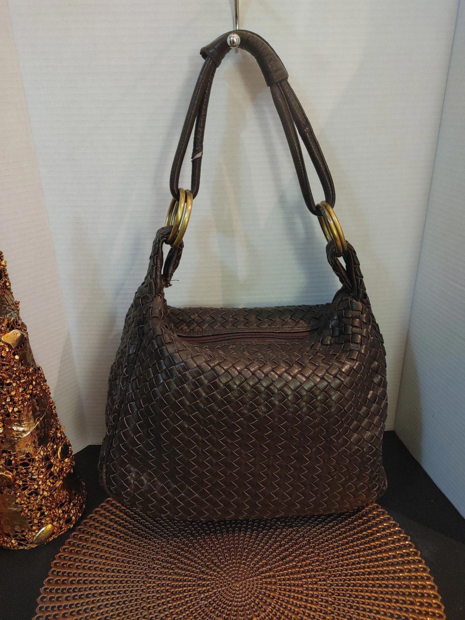 Designer Chocolat Blu leather basket weave shoulder bag Size ONE SIZE - 3 Thumbnail