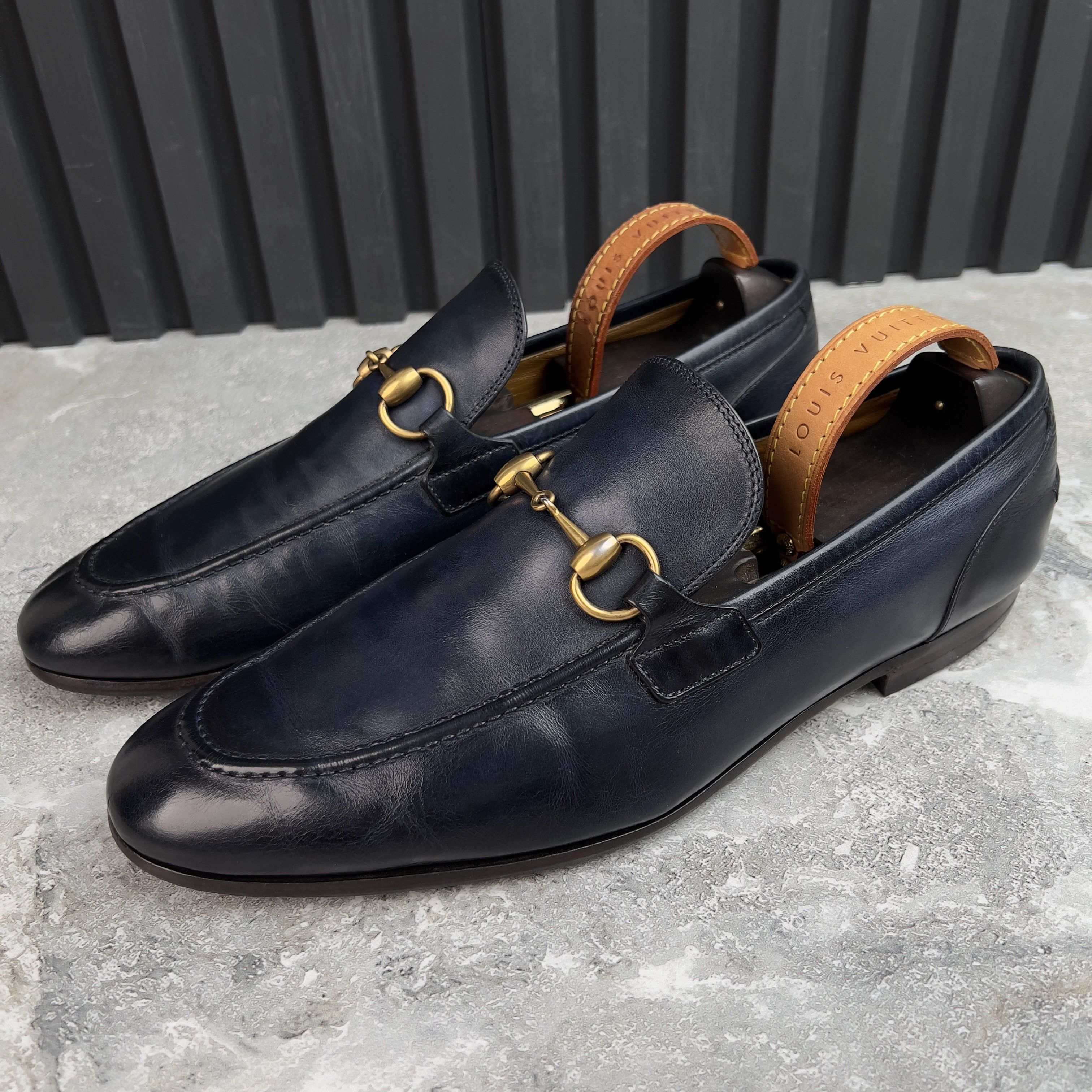 Gucci Jordaan Horsebit Loafers Blue Patina Leather Size US 8 / EU 41 - 1 Thumbnail