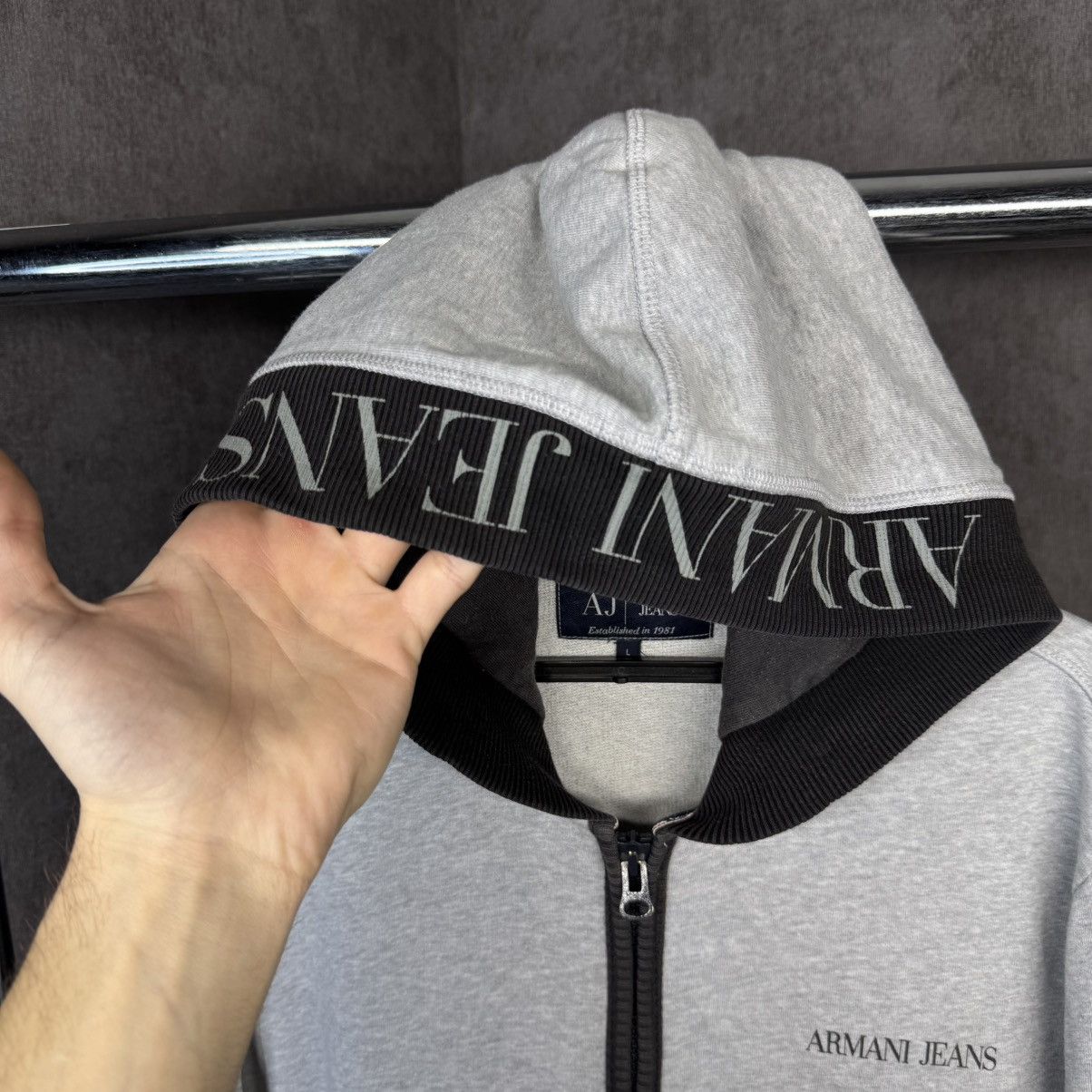 Armani × Vintage Crazy Vintage Armani jeans Hoodie zip up Size US L / EU 52-54 / 3 - 4 Thumbnail