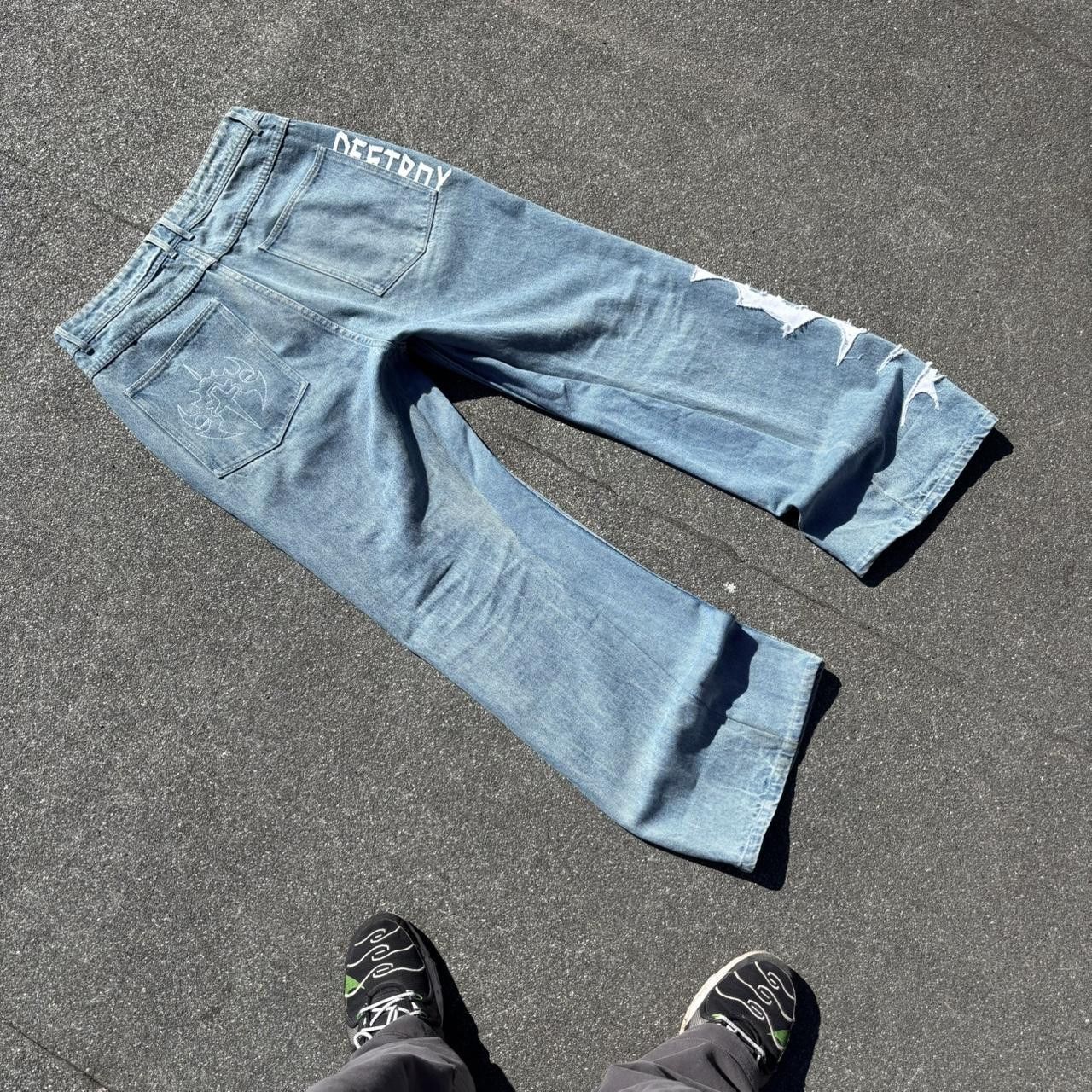 JNCO × Japanese Brand × Vintage jnco affliction style tribal embroidered jeans Size US 34 / EU 50 - 6 Thumbnail