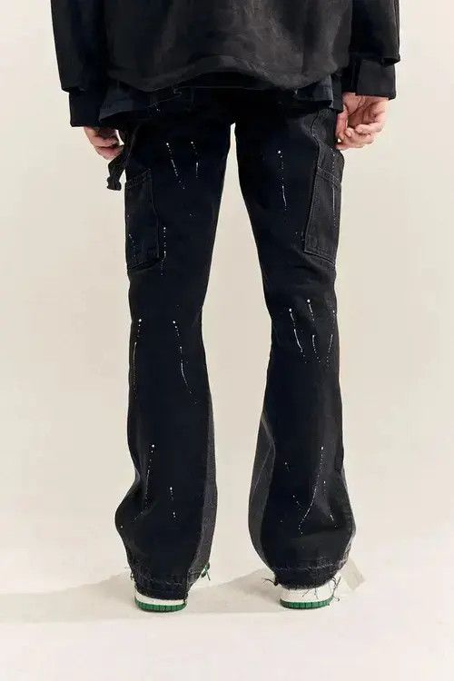 Japanese Brand × Jean Splattered Paint Flare Black Denim Jeans Size US 30 / EU 46 - 4 Thumbnail