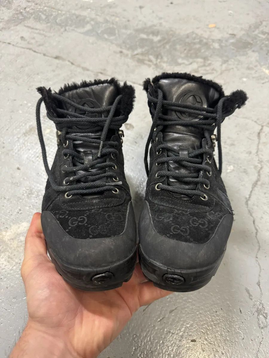 Gucci Gucci Nebraska Black Suede Fur Leather Boots Size US 7.5 / IT 37.5 - 3 Thumbnail