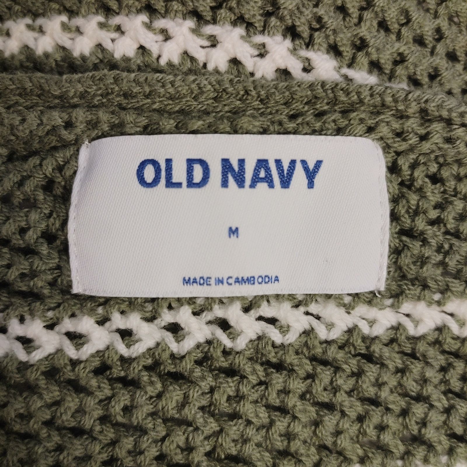 Old Navy Old Navy Womens M Olive Green/White Long Sleeve Knit Sweater Size M / US 6-8 / IT 42-44 - 3 Thumbnail
