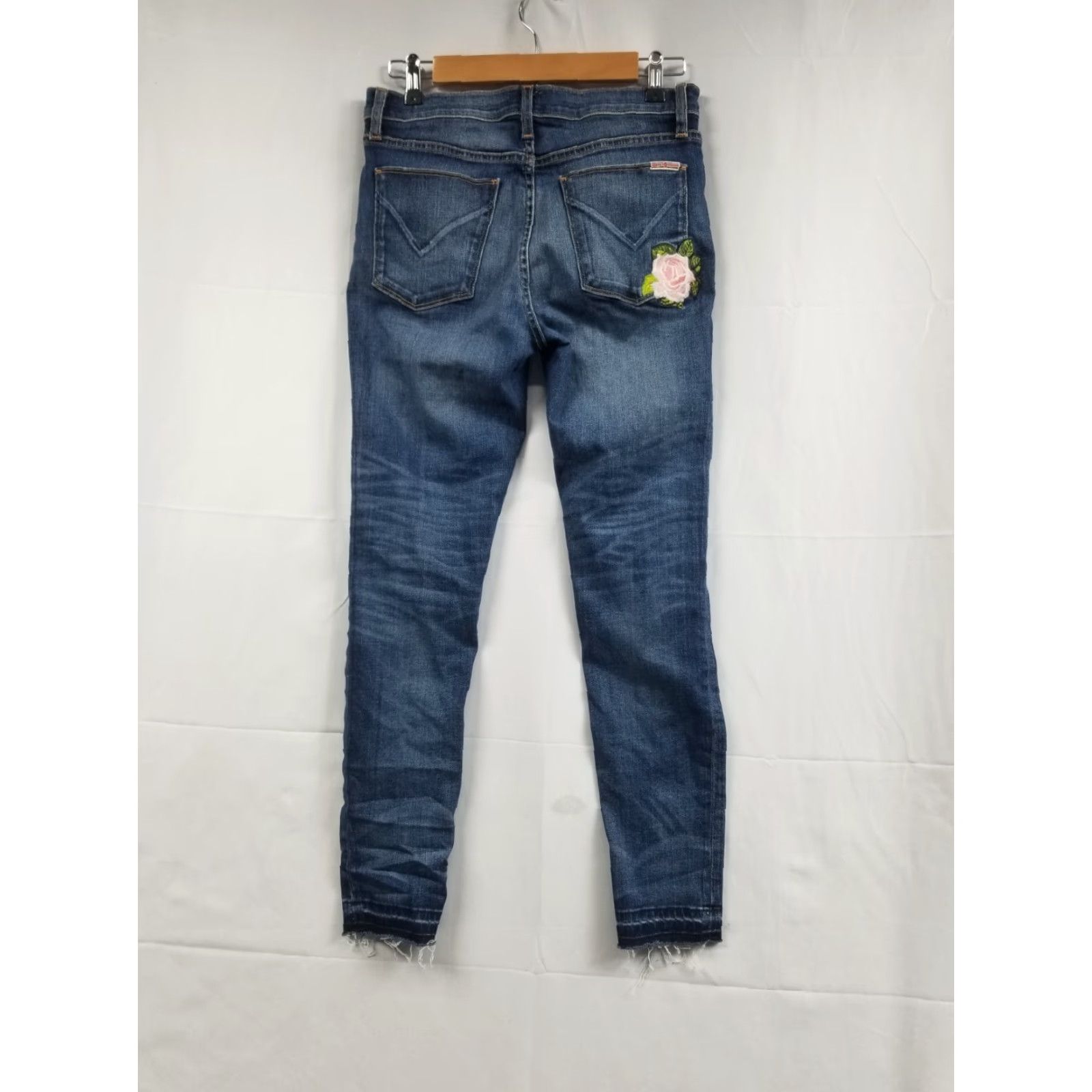 Hudson HUDSON Nico Ankle Skinny Jeans Mid Rise Floral Embroidery Denim Blue 28 Womens Regular Size 28 Skinny Girly Trend Size 28" / US 6 / IT 42 - 2 Thumbnail