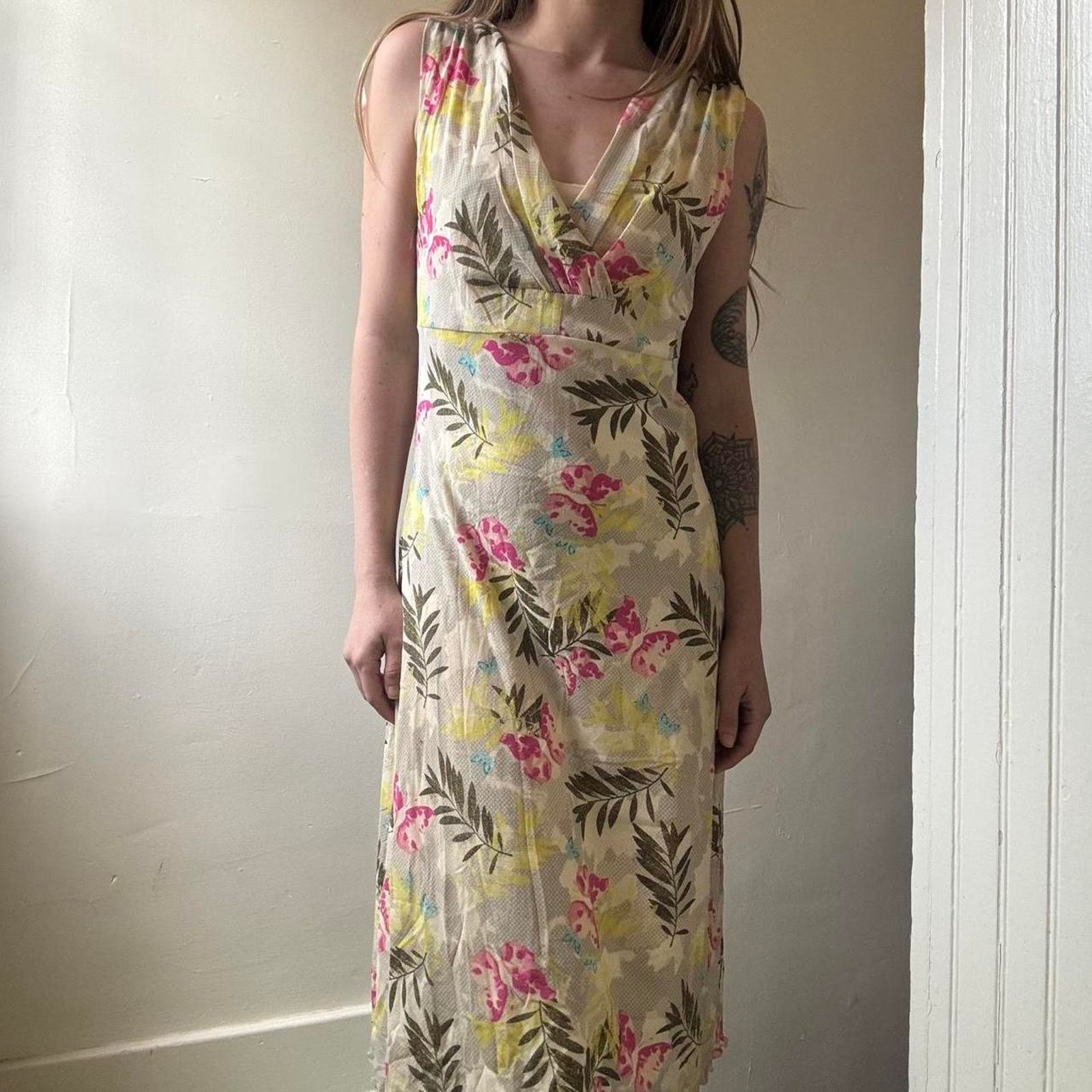 Vintage Vintage i.e. Petite 2000s Floral Sun Dress Small Y2K Summer Size S / US 4 / IT 40 - 4 Thumbnail