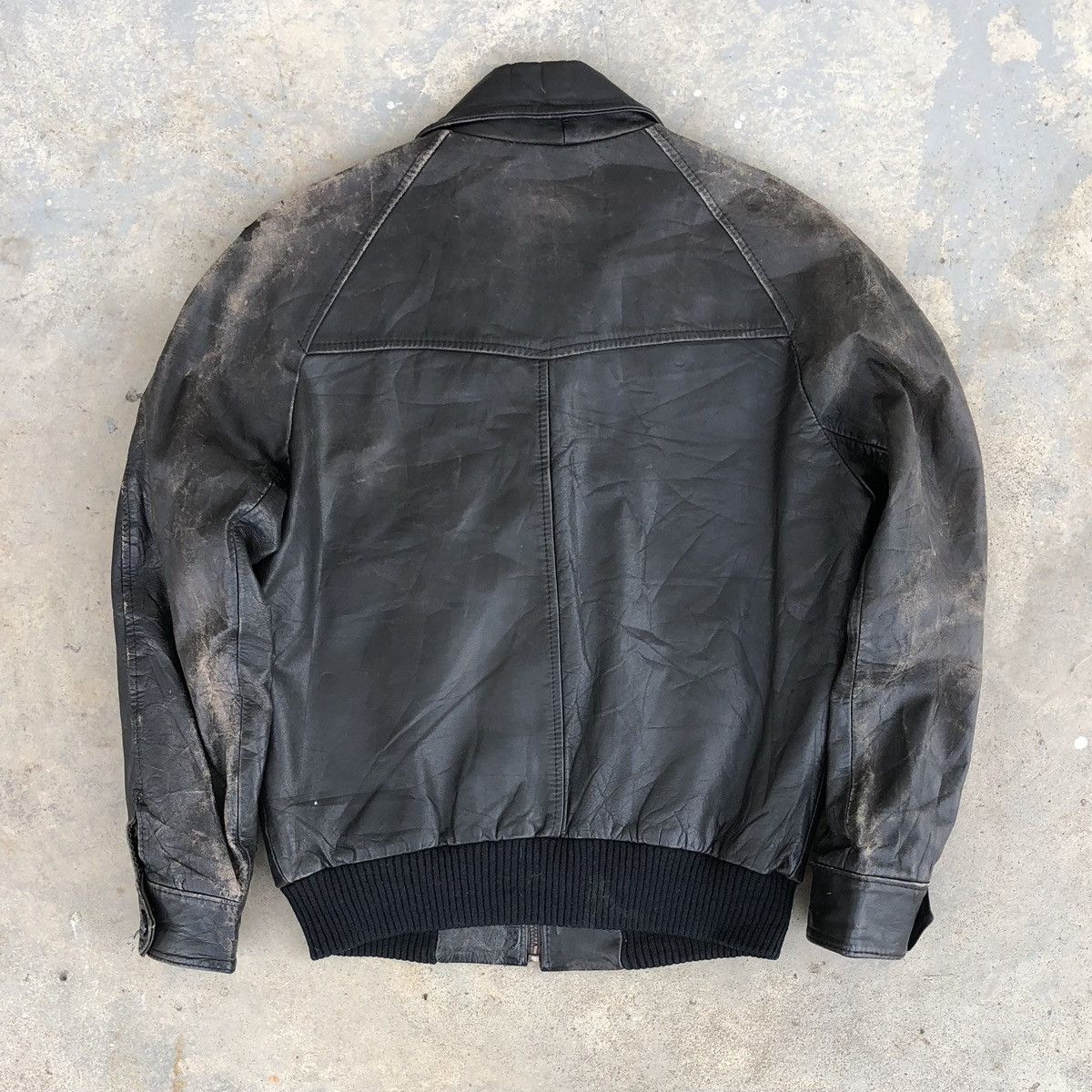 Vintage Vintage Sun Faded Cow Leather Bomber Jacket Size US S / EU 44-46 / 1 - 10 Thumbnail
