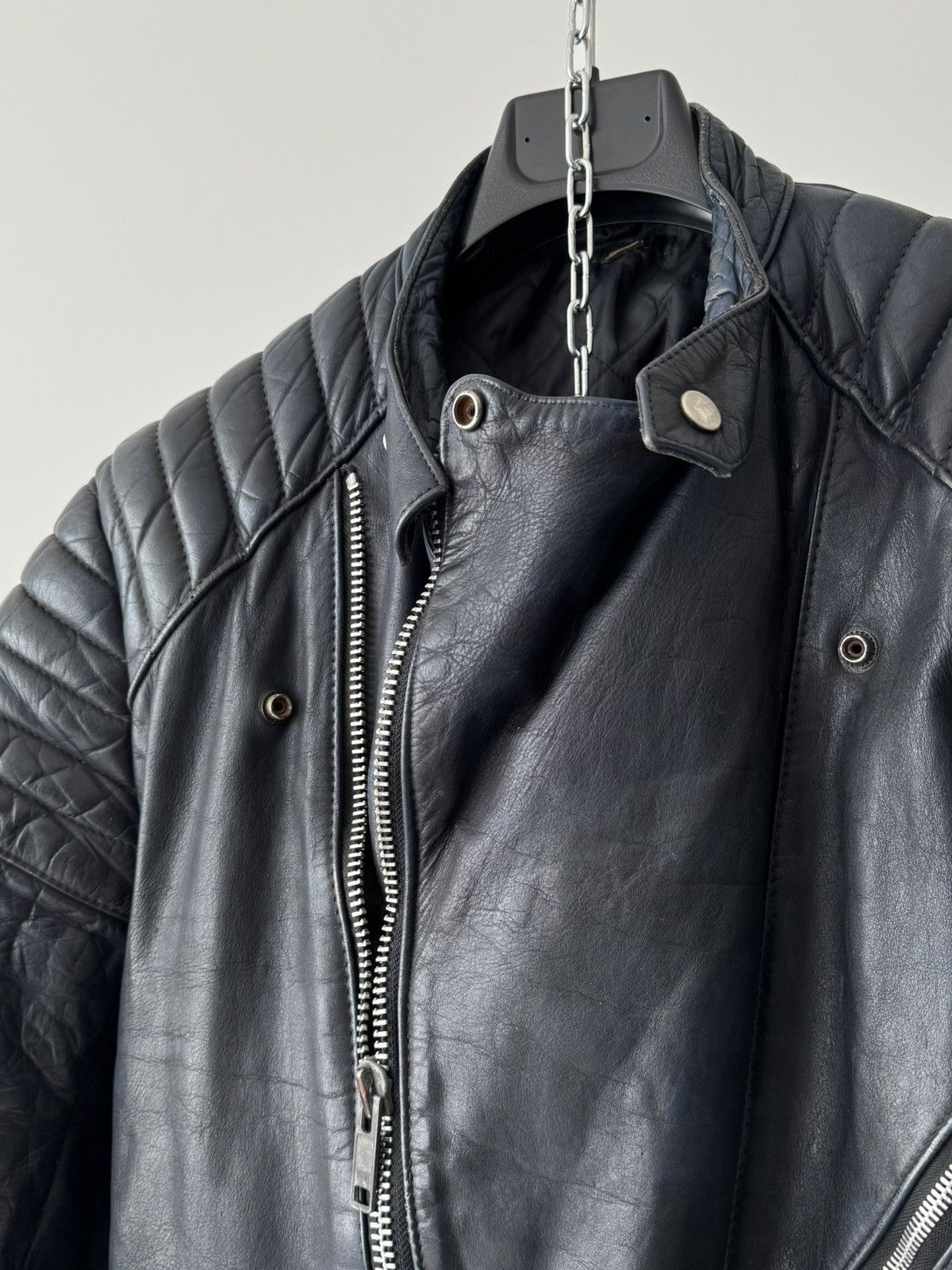 Vintage 1970s Vintage Moto Faded Navy Leather Jacket Size US M / EU 48-50 / 2 - 4 Thumbnail