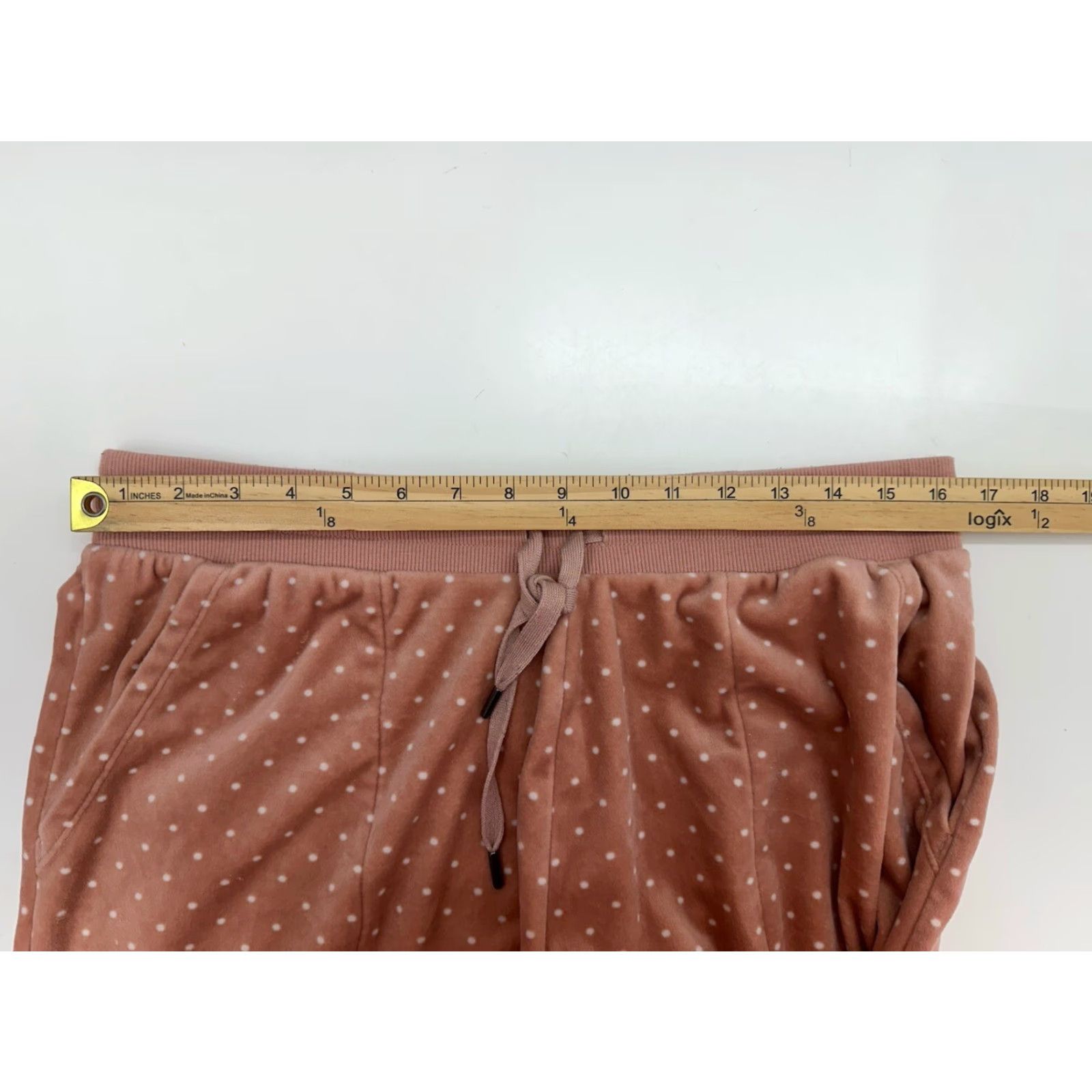 Pinko Three Dots Womens Sweatpants Large Pink Polka Dot Drawstring Fuzzy Size 36" / US 14 / IT 50 - 7 Thumbnail