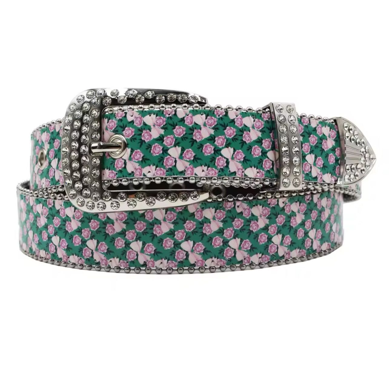 Designer 115cm Pink Flower Rivet Belts Size ONE SIZE - 2 Thumbnail