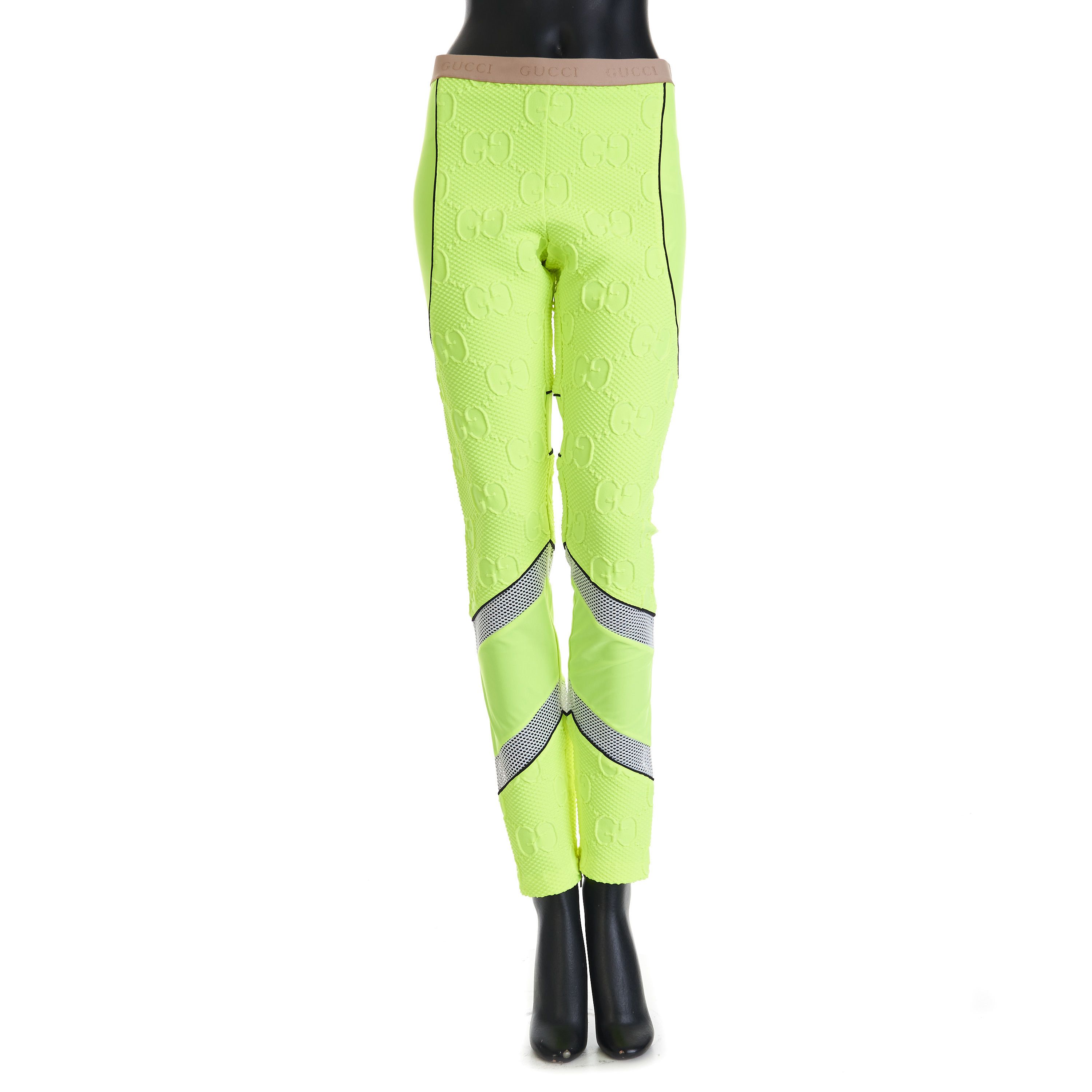 Gucci GG Stretch Jersey Neoprene Leggings In Fluorescent Yellow Size US 34 / EU 50 - 1 Thumbnail