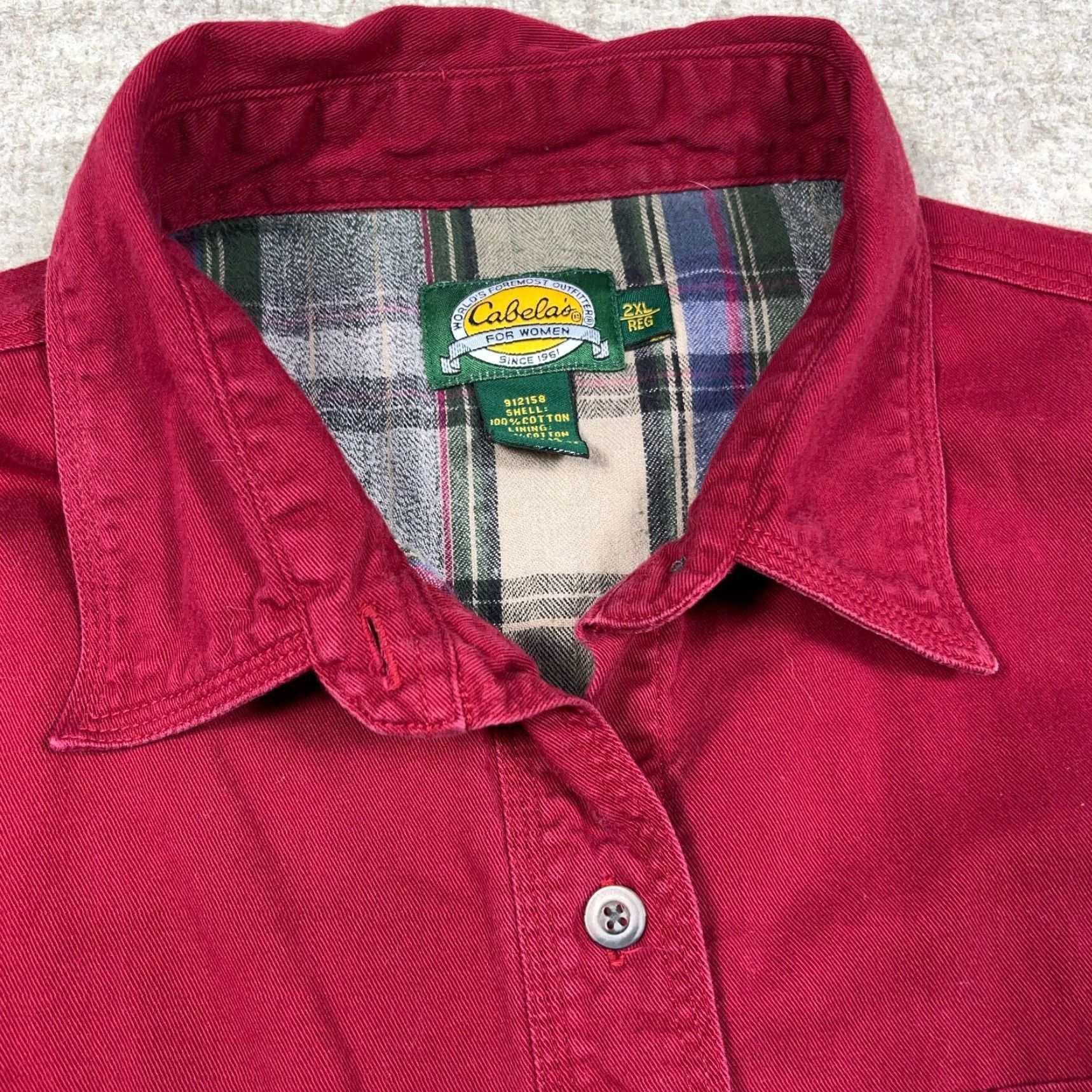 Vintage VINTAGE Cabela's Shacket Women 2XL Red Twill Lined Shirt Jacket Camp Plaid Short Sleeve Winter Fall Spring Mens? Size XXL / US 16-18 / IT 52-54 - 3 Thumbnail