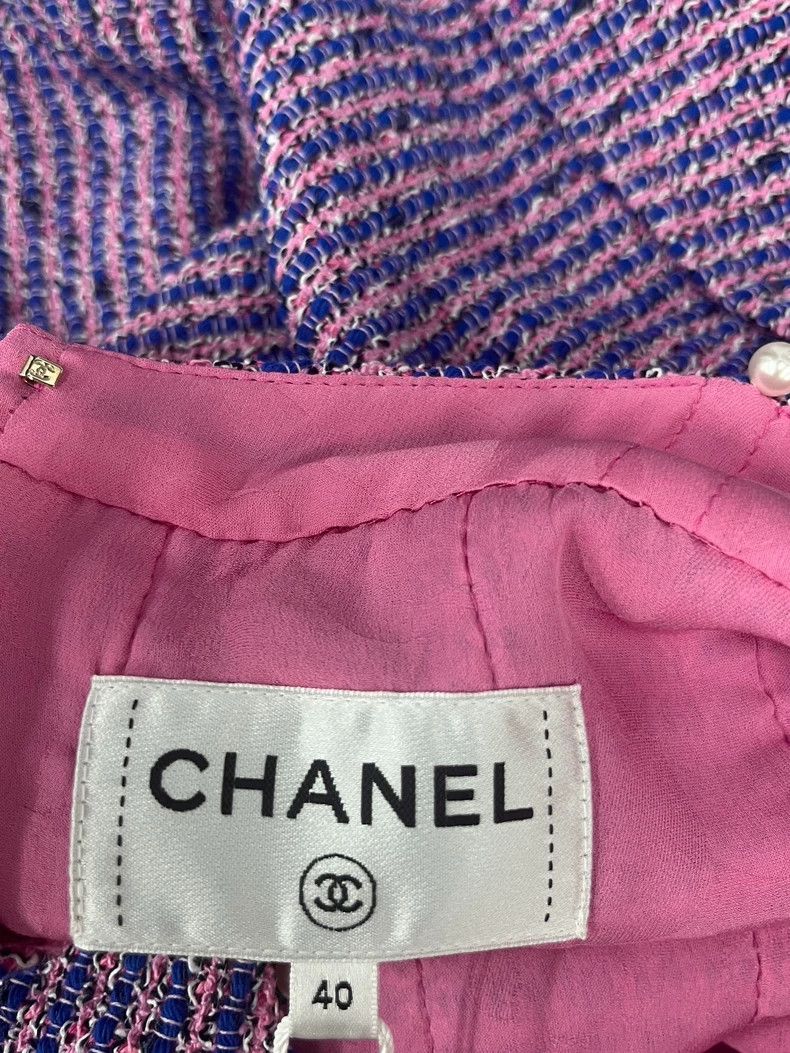 Chanel Chanel 23P purple tweed pearl suspender dress Size S / US 4 / IT 40 - 5 Thumbnail