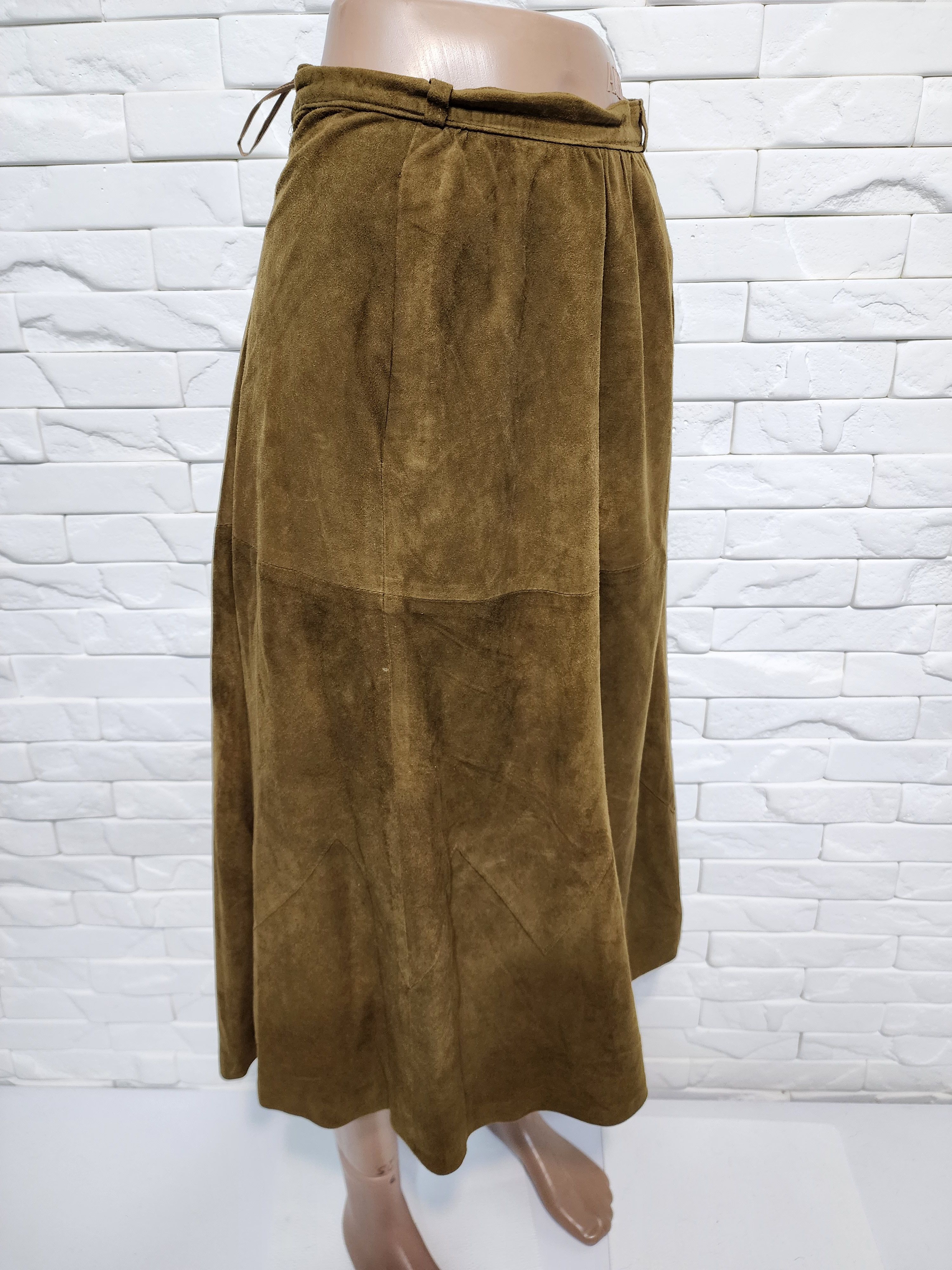 Genuine Leather Genuine Brown Leather Skirt Size 38" / US 16 / IT 52 - 3 Thumbnail