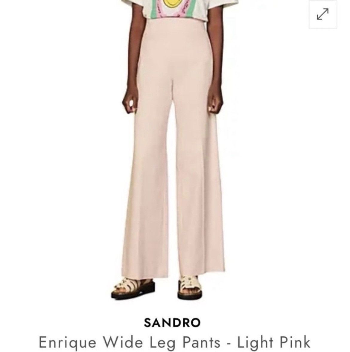 Sandro New Sandro Paris Enrique Wide Leg Pants – Light Pink Size 40" / US 18 - 1 Thumbnail