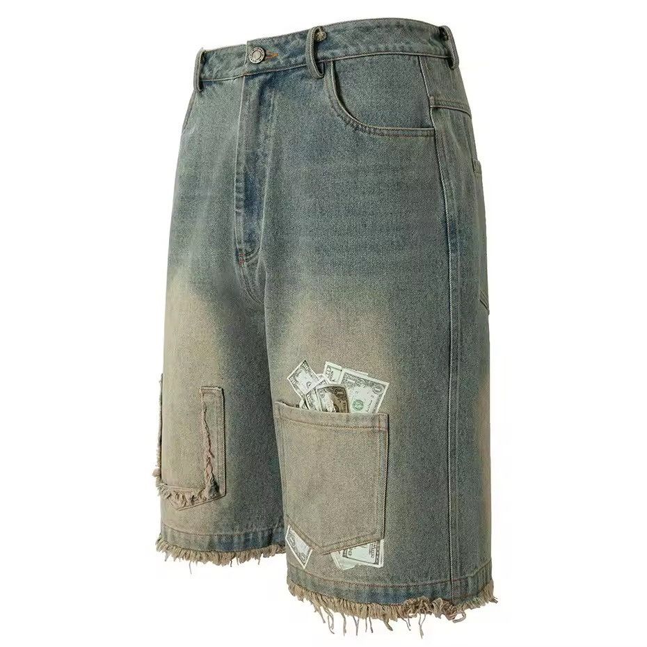 Designer × Vintage Patchwork Streetwear Washed Retro Loose Hip Hop Shorts Size US 32 / EU 48 - 2 Thumbnail