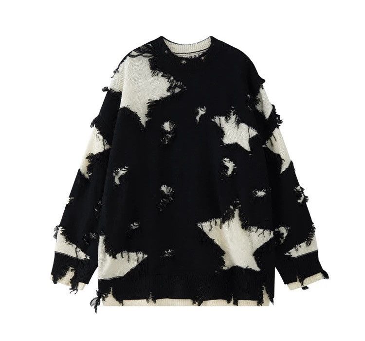 Japanese Brand × Vintage Retro hip hop star distressed oversized sweater knitwear Size US L / EU 52-54 / 3 - 8 Thumbnail