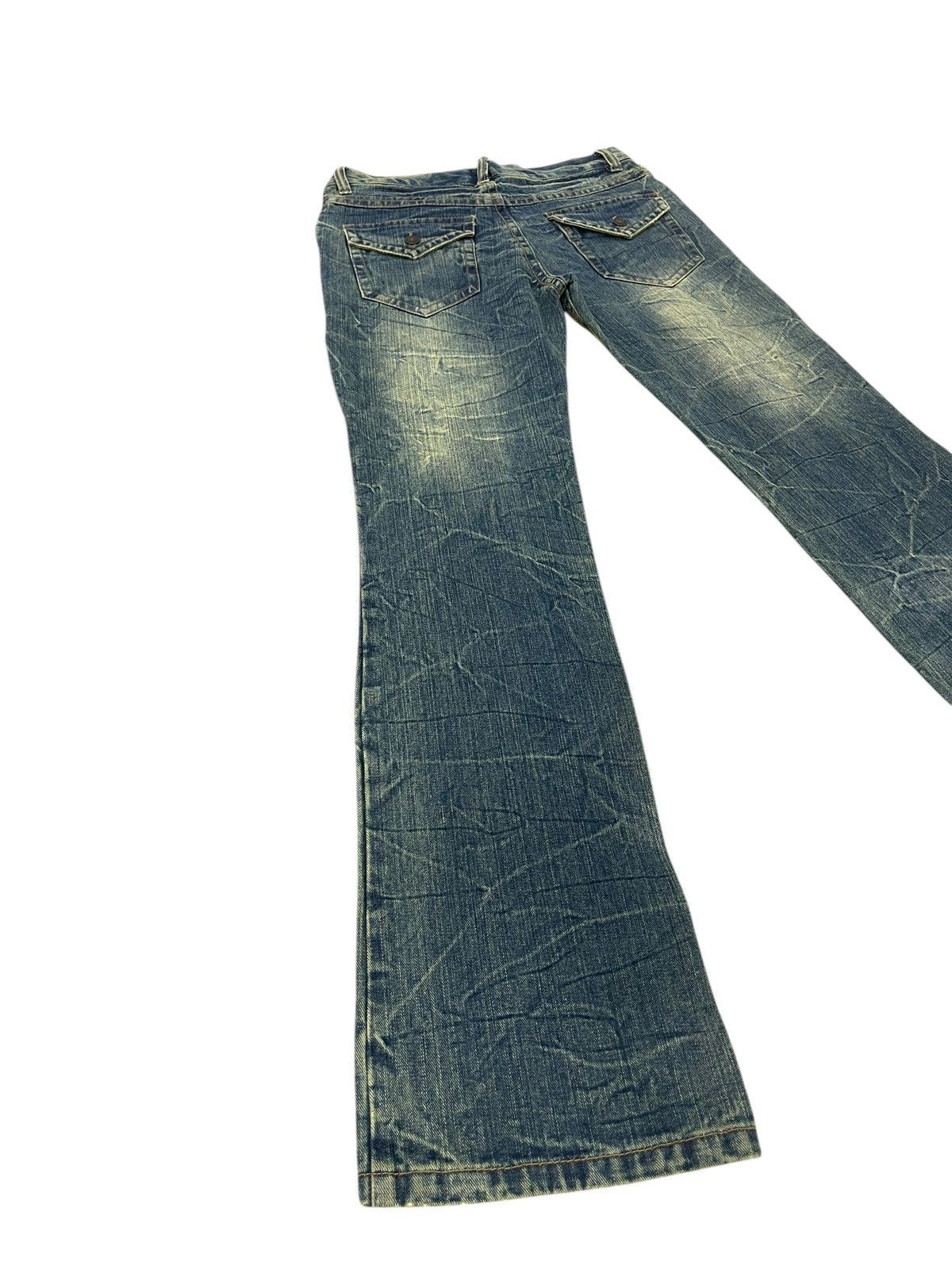 Japanese Brand New Flare Jeans Ghetto Distress Low Rise Boot Cut 1🟦0 Size US 31 - 11 Thumbnail