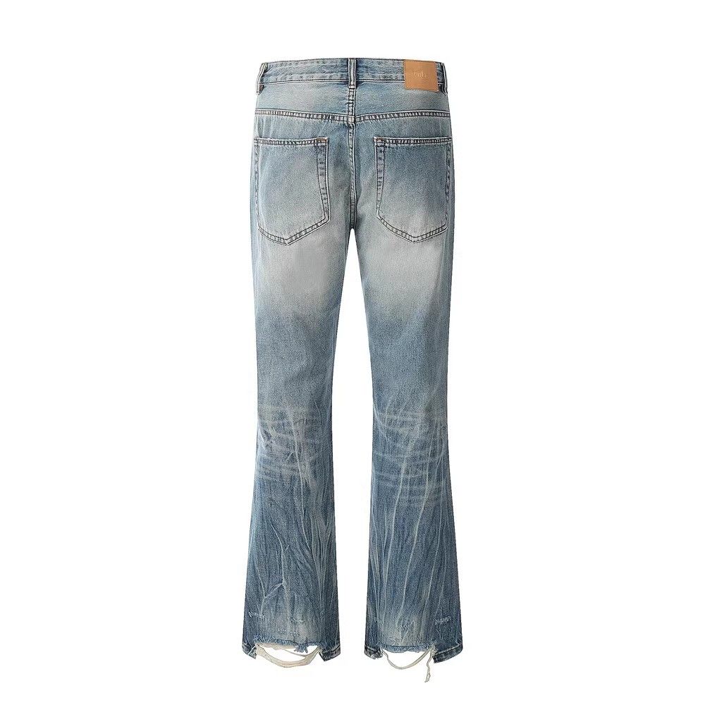Japanese Brand × Jean Men's straight washed casual gradient ripped flared jeans Size US 34 / EU 50 - 2 Thumbnail