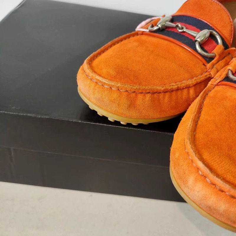 Gucci Gucci Orange Suede Loafers for Men Size US 7.5 / EU 40-41 - 8 Thumbnail