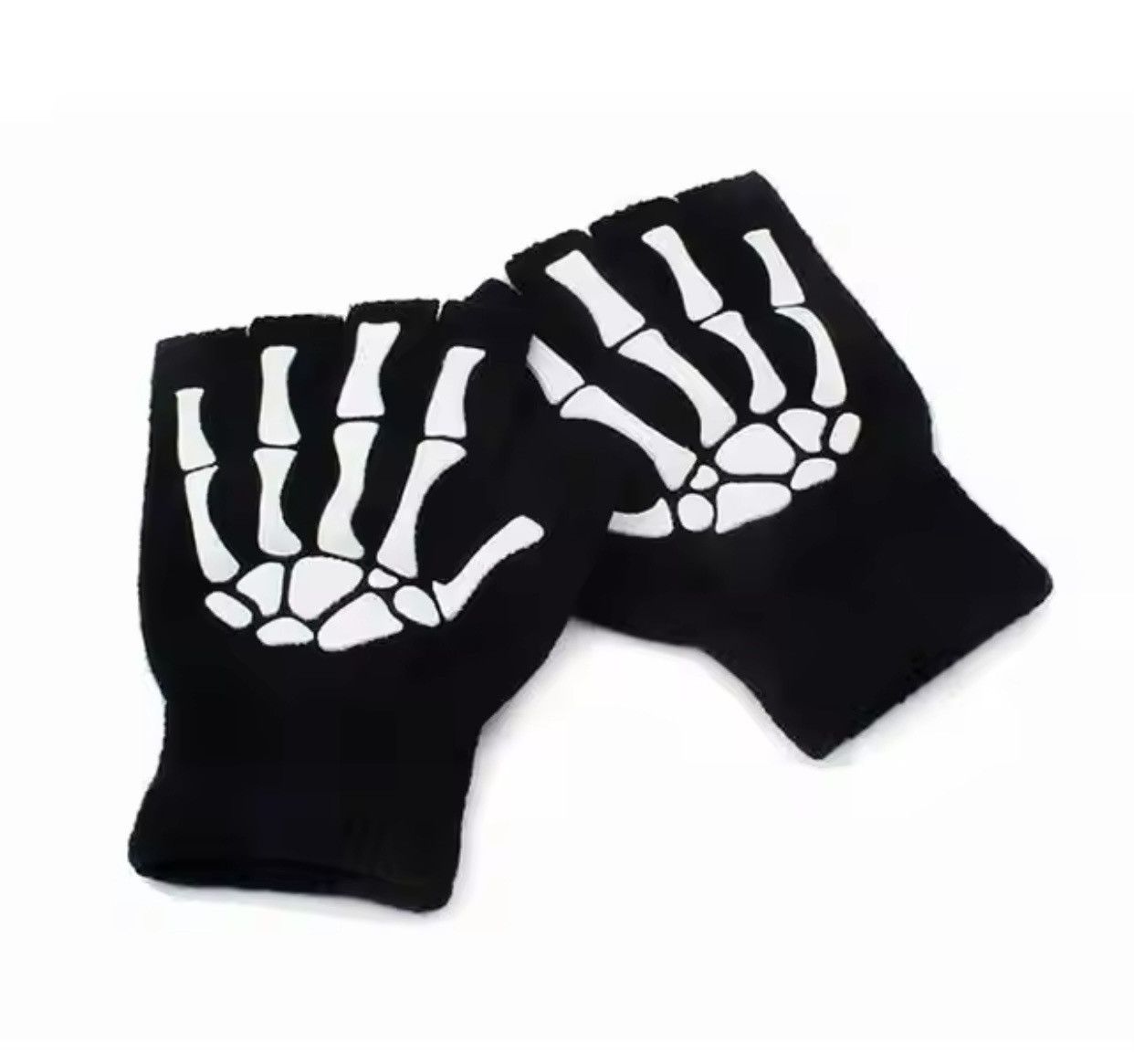 Japanese Brand Half Finger Skull Skeleton Gloves Size ONE SIZE - 1 Thumbnail
