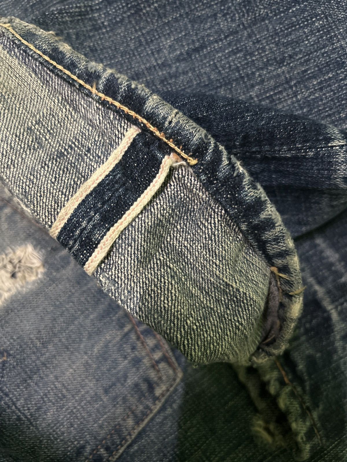 Kapital Vintage Japanese Brand Selvedge Distressed Repair Denim Jean Size US 33 - 10 Thumbnail