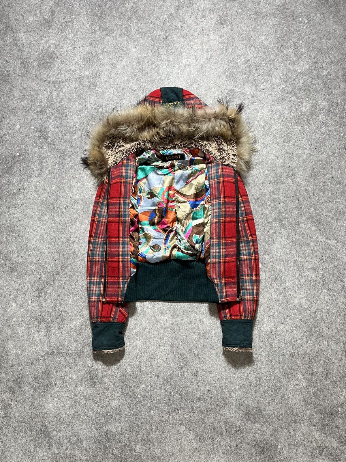 Japanese Brand ‼️SOLD‼️Egoist y2k Plaid Fur Jacket Size M / US 6-8 / IT 42-44 - 6 Thumbnail
