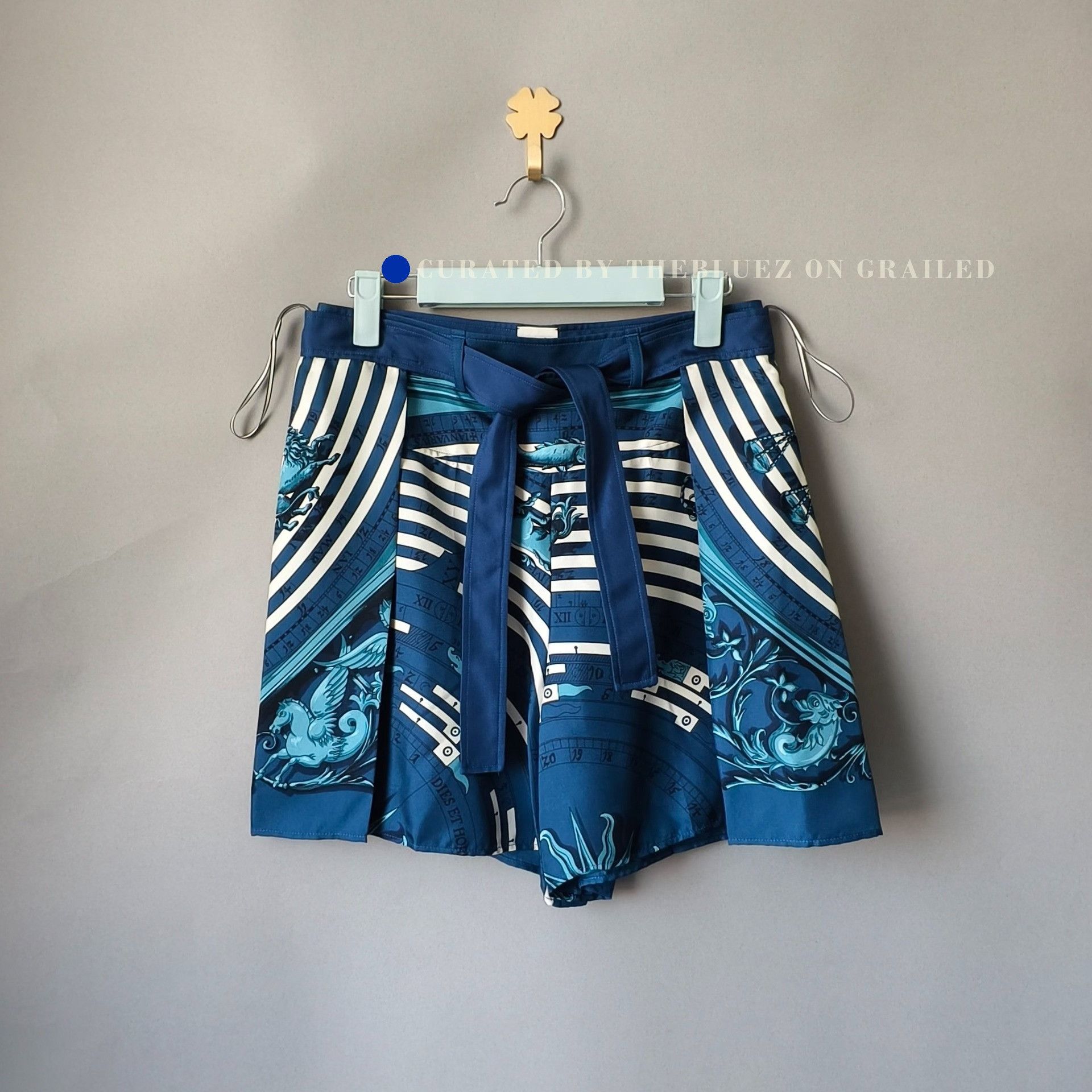Hermes HERMES Constellation Series Blue Silk Skirt Size 34" / US 12 / IT 48 - 1 Thumbnail
