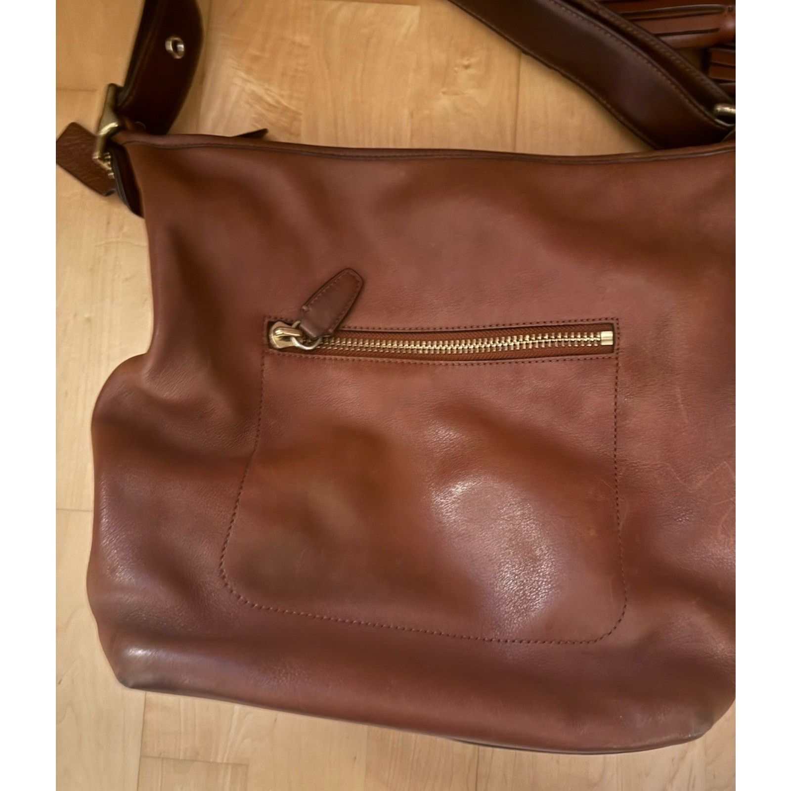 Coach VTG Coach 19893 Hobo Cognac XL Leather Shoulder Tassels Y2K Size ONE SIZE - 9 Thumbnail
