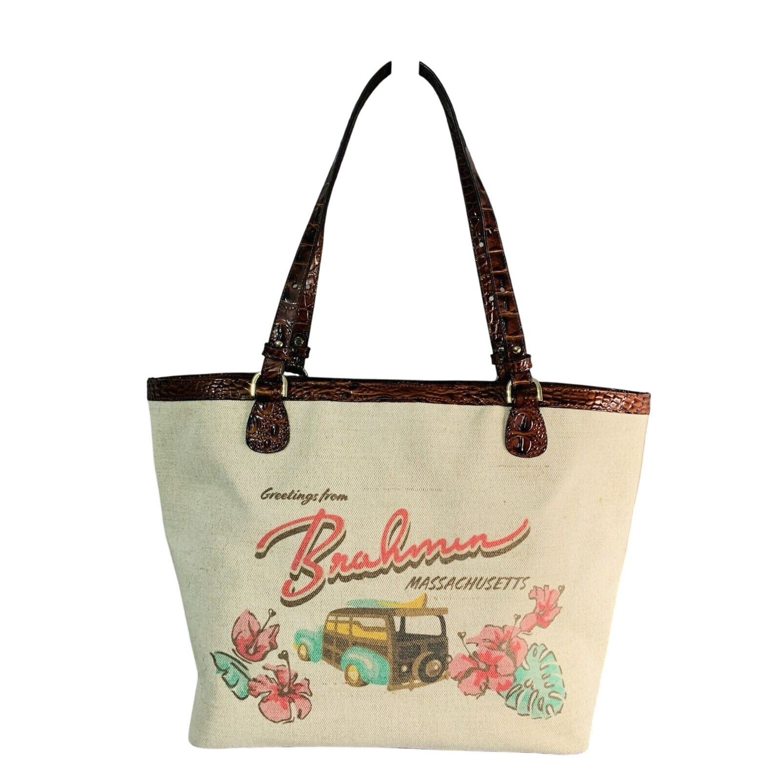 BRAHMIN Brahmin Brooke Pecan Pipa Greeting Massachusetts Tote Woody Size ONE SIZE - 15 Thumbnail