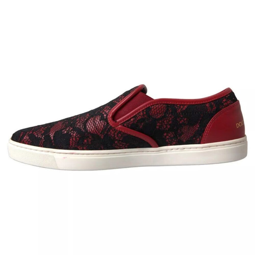 Dolce & Gabbana Dolce & Gabbana Black Red Lace Slip On Low Top Sneakers Shoe Size US 10 / IT 40 - 5 Thumbnail