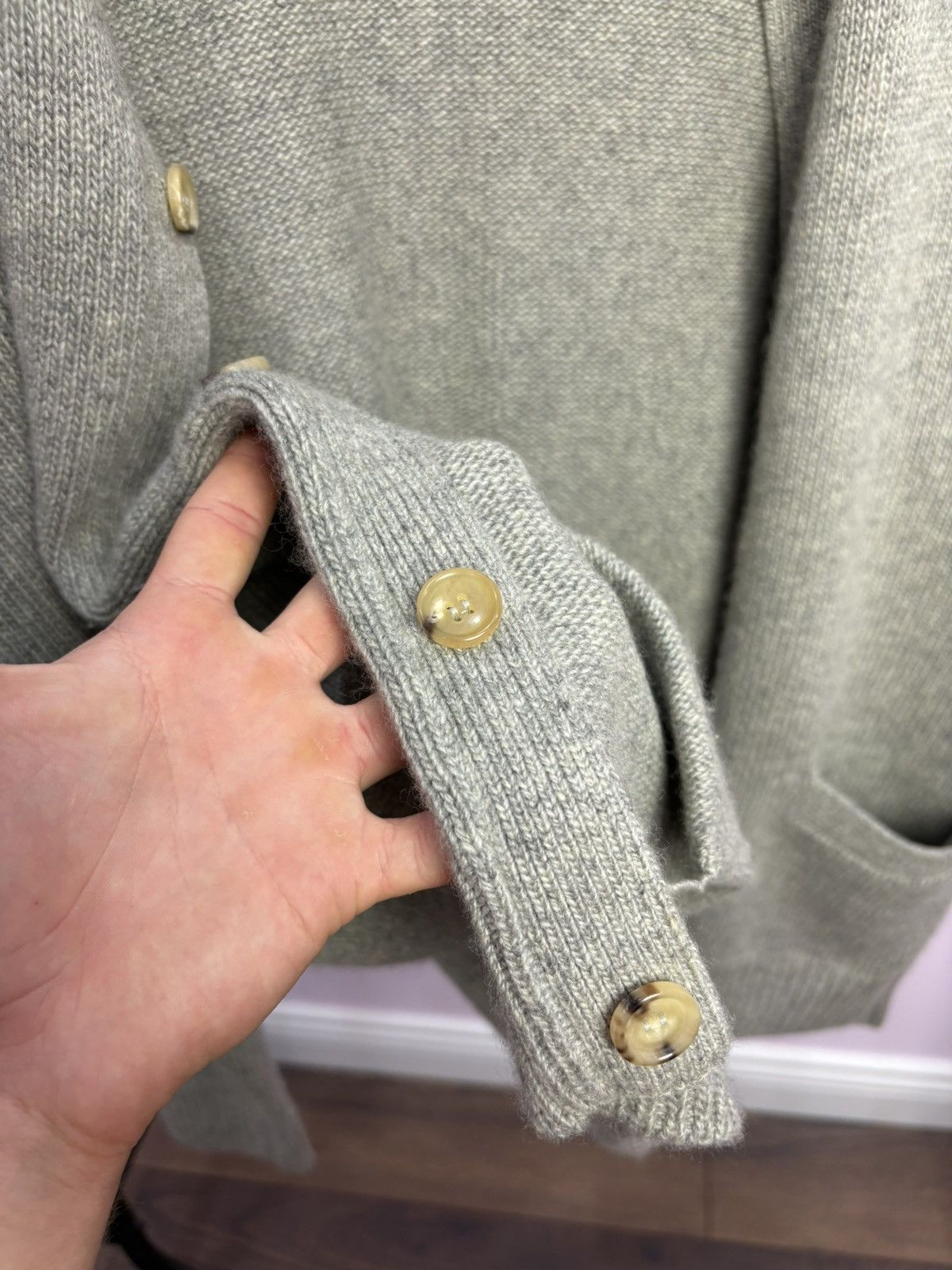 Ralph Lauren Purple Label Ralph Lauren Purple Label Cashmere Leather Cardigan Sweater Size US XL / EU 56 / 4 - 9 Thumbnail