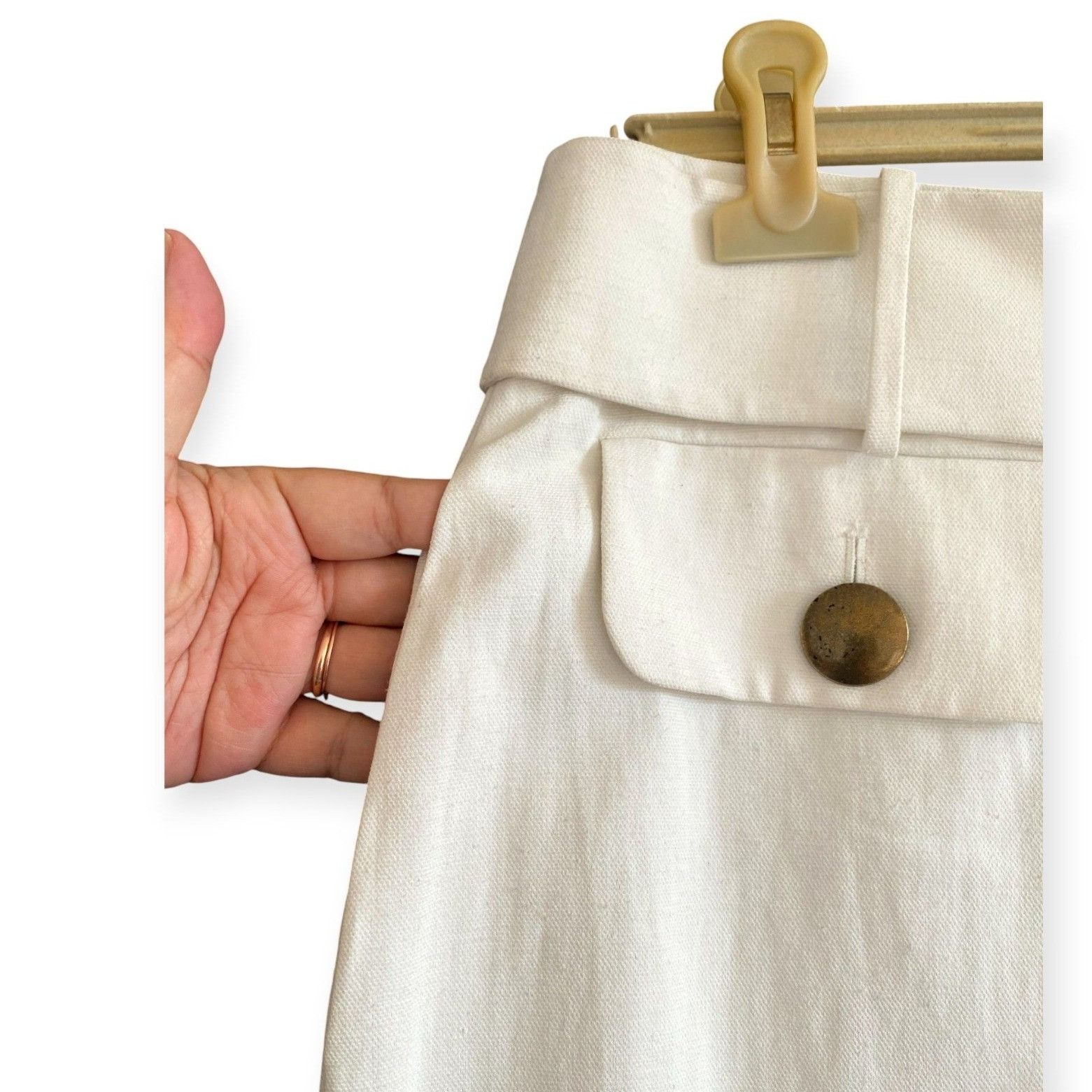 Chloe Chloe SS06 Linen Cotton Skirt Naturel FR40 Made in France Size 28" / US 6 / IT 42 - 7 Thumbnail